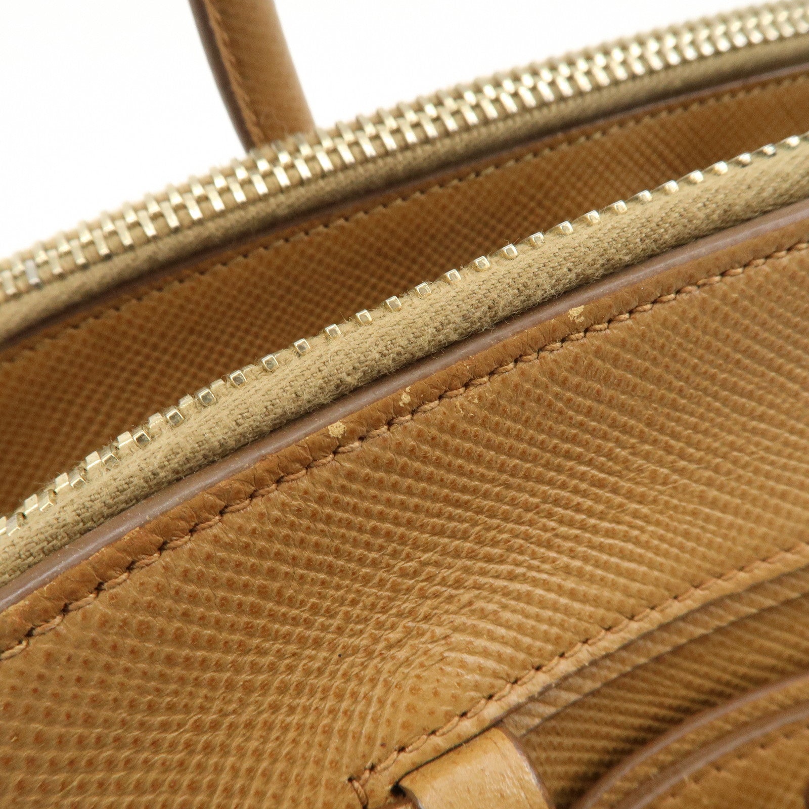 PRADA Leather 2Way Bag Hand Bag Shoulder Bag Light Brown BN2572