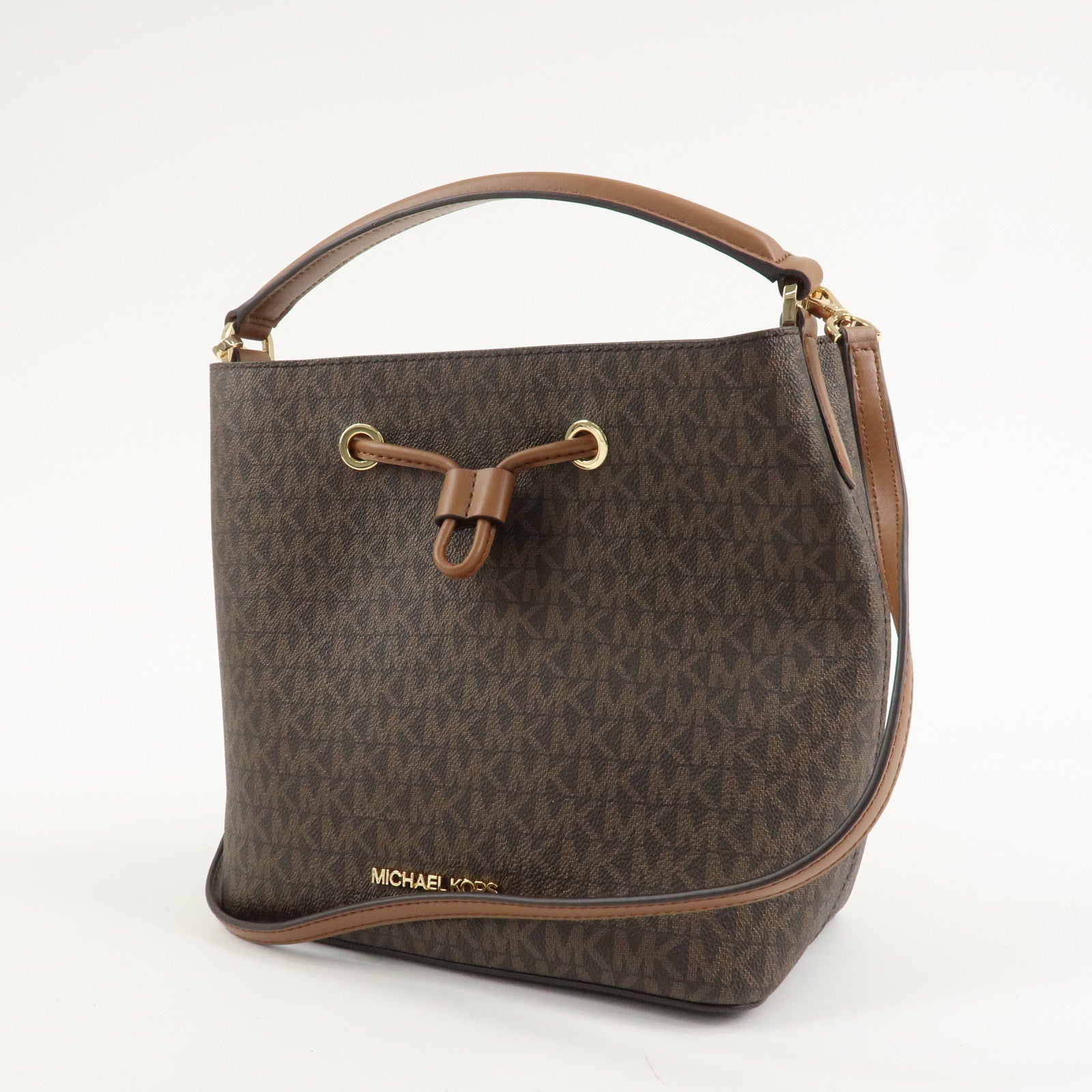 MICHAEL KORS PVC 2Way Leather Hand Bag Shoulder Bag Brown Gold HDW Used