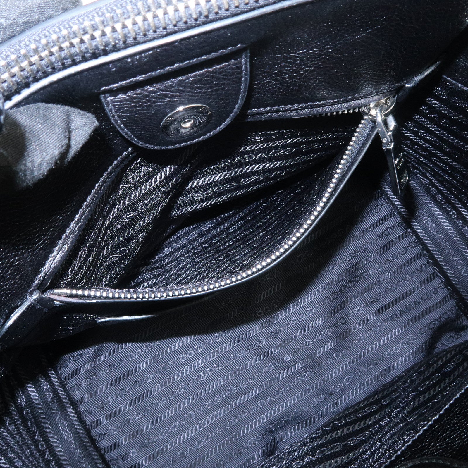 PRADA Triangle Logo Leather 2Way Bag Hand Bag Shoulder Bag B2625V