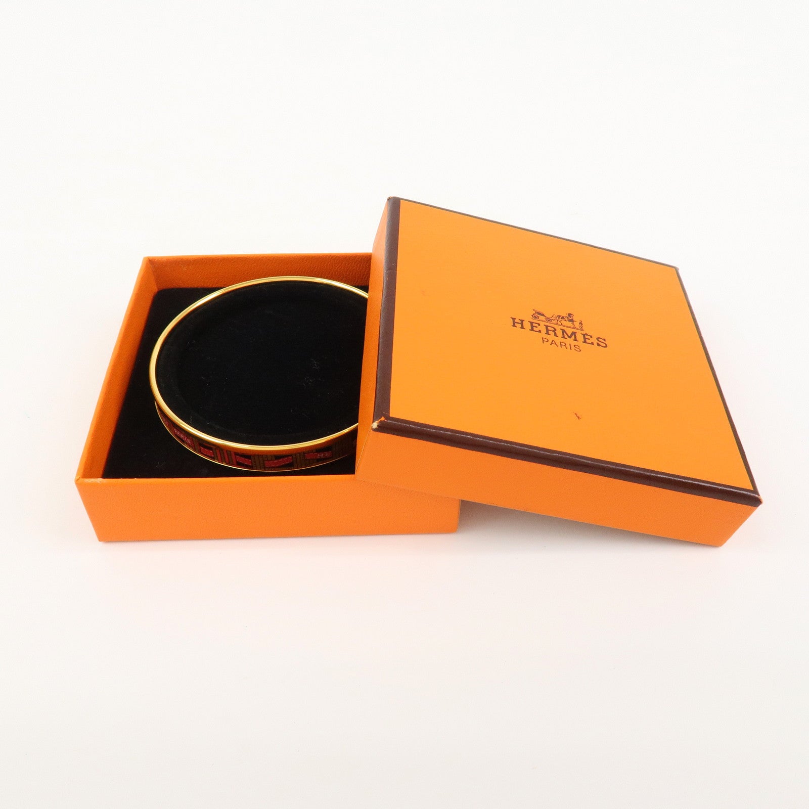 HERMES Email PM Bracelet Bangle Red Black