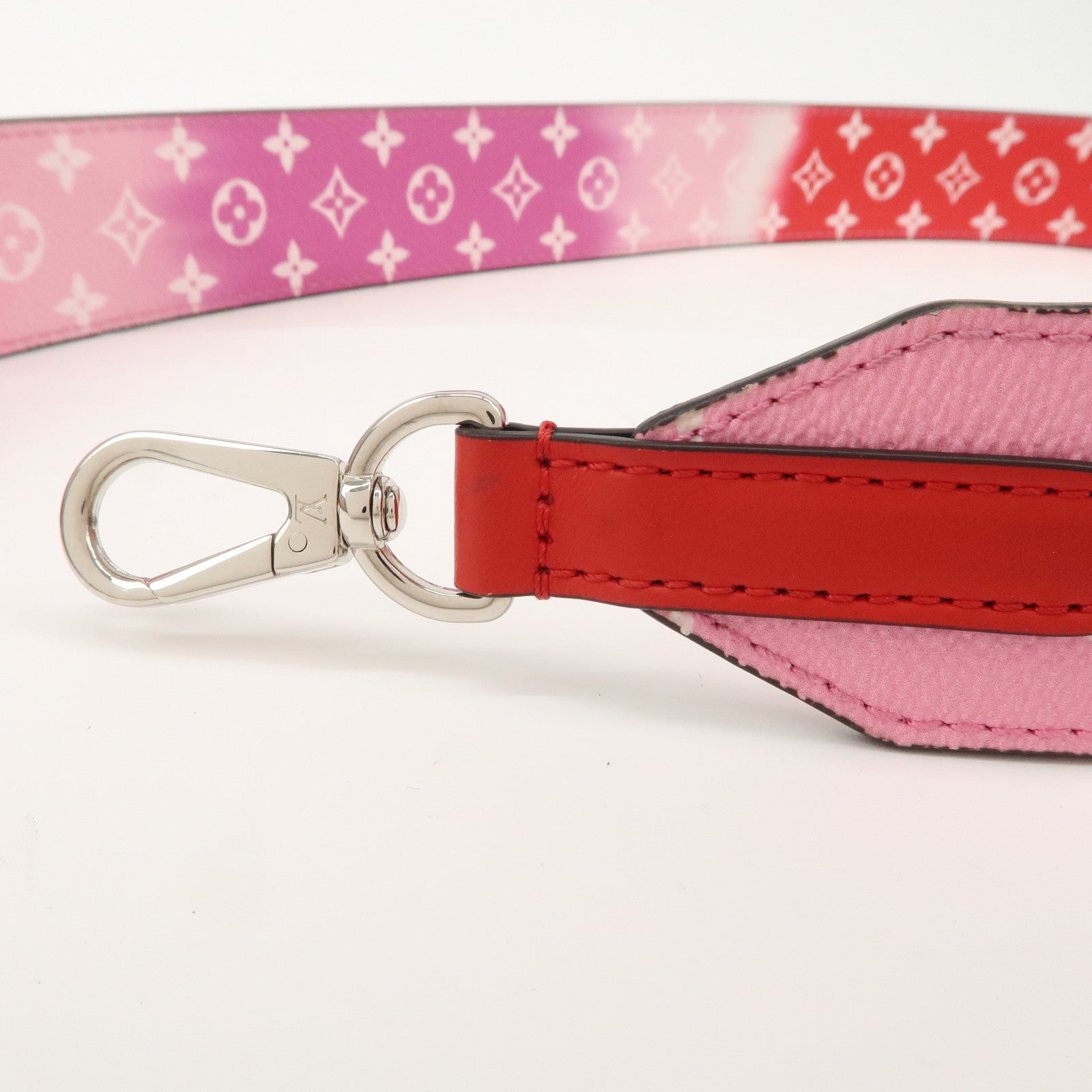 Louis Vuitton LV Escale Leather Shoulder Strap 100cm Pink Red Used