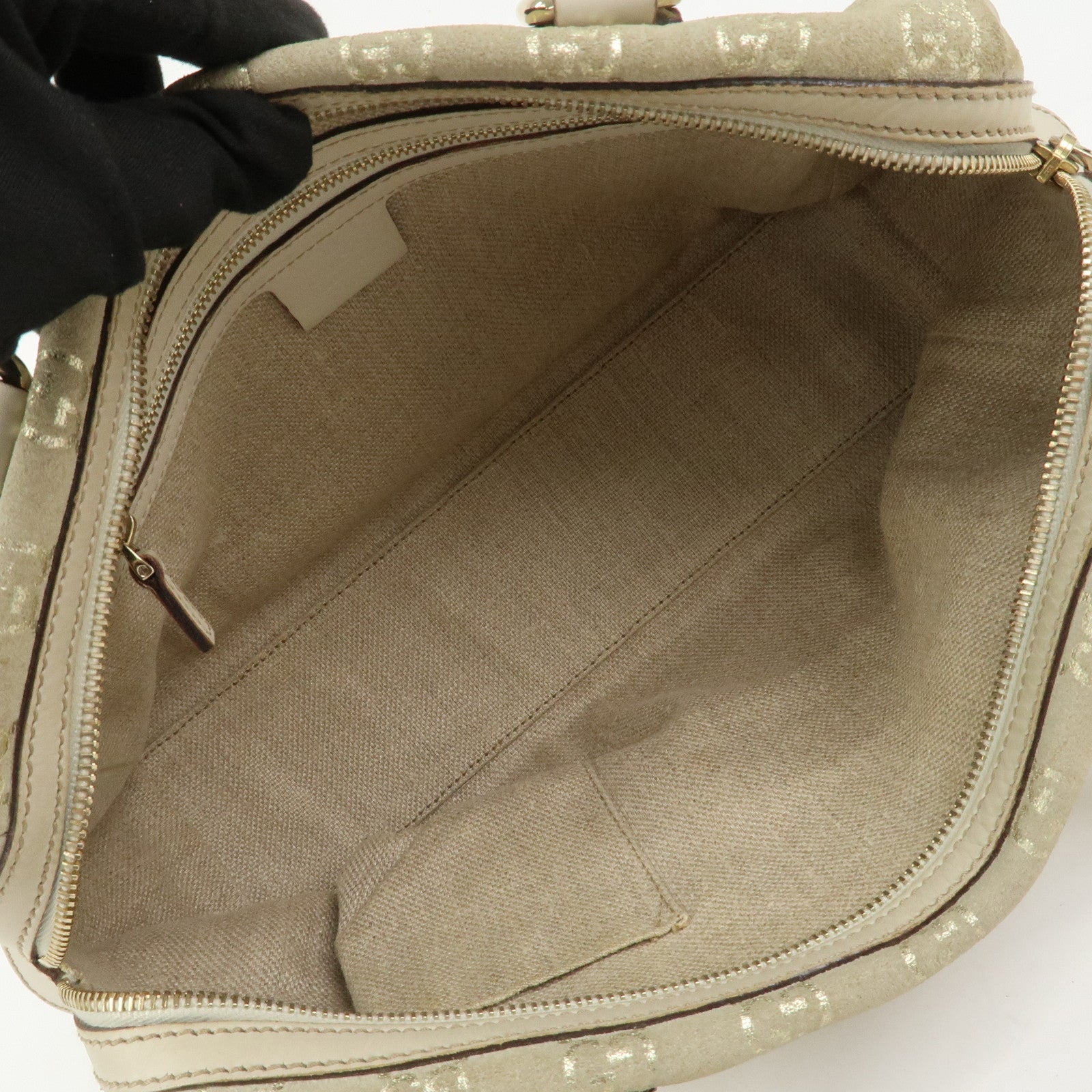 GUCCI GG Monogram Suede Leather Mini Boston Bag Shoulder Bag 152457