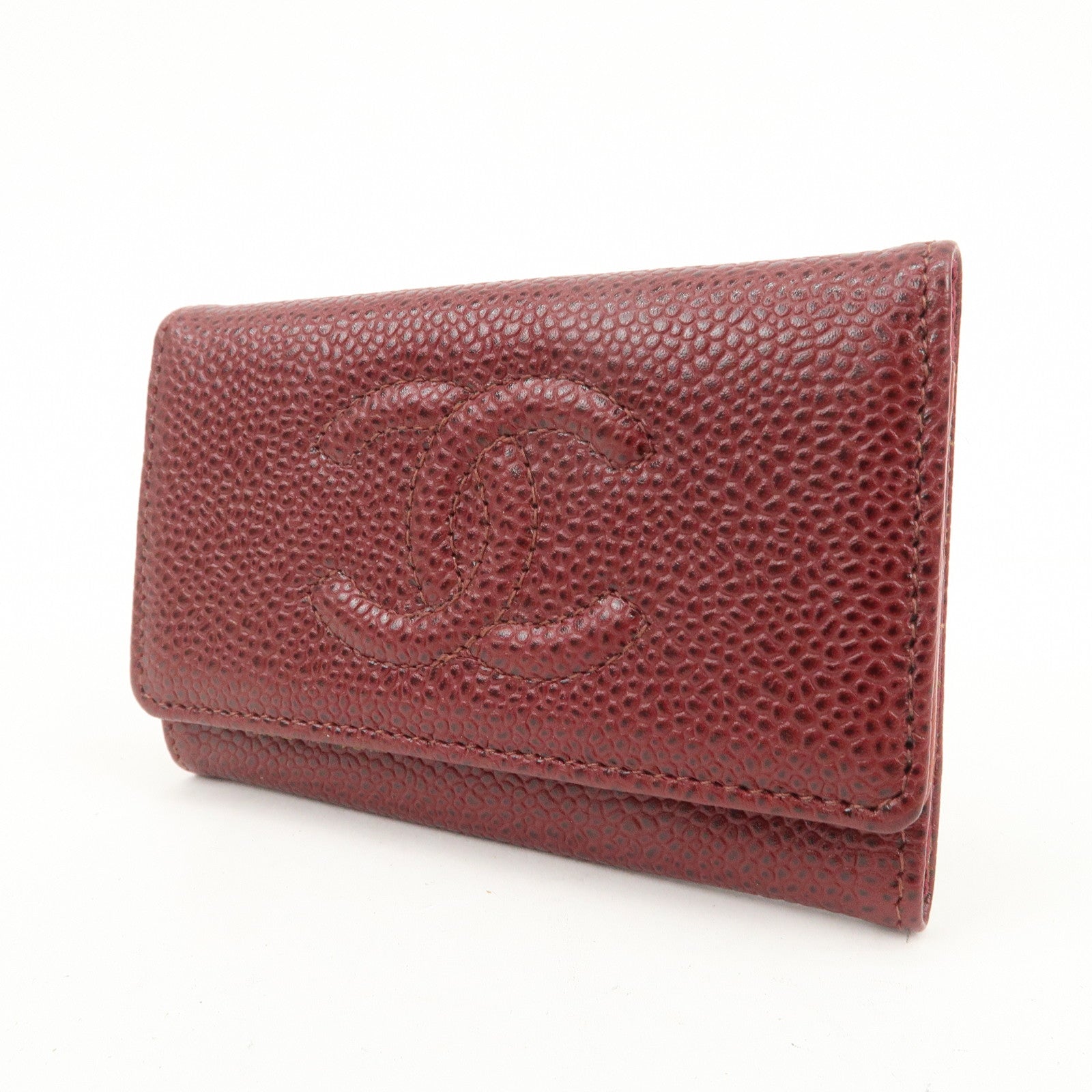 CHANEL COCO Mark Caviarskin 6 Rings Key Case Key Holder A13502