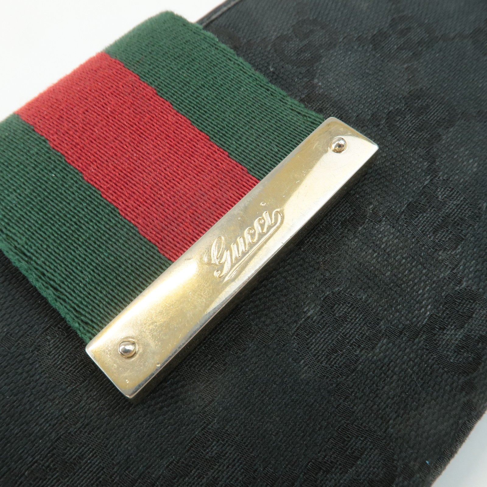 GUCCI Sherry Set of 2 GG Canvas Leather Wallet Brown Black 181672 Used