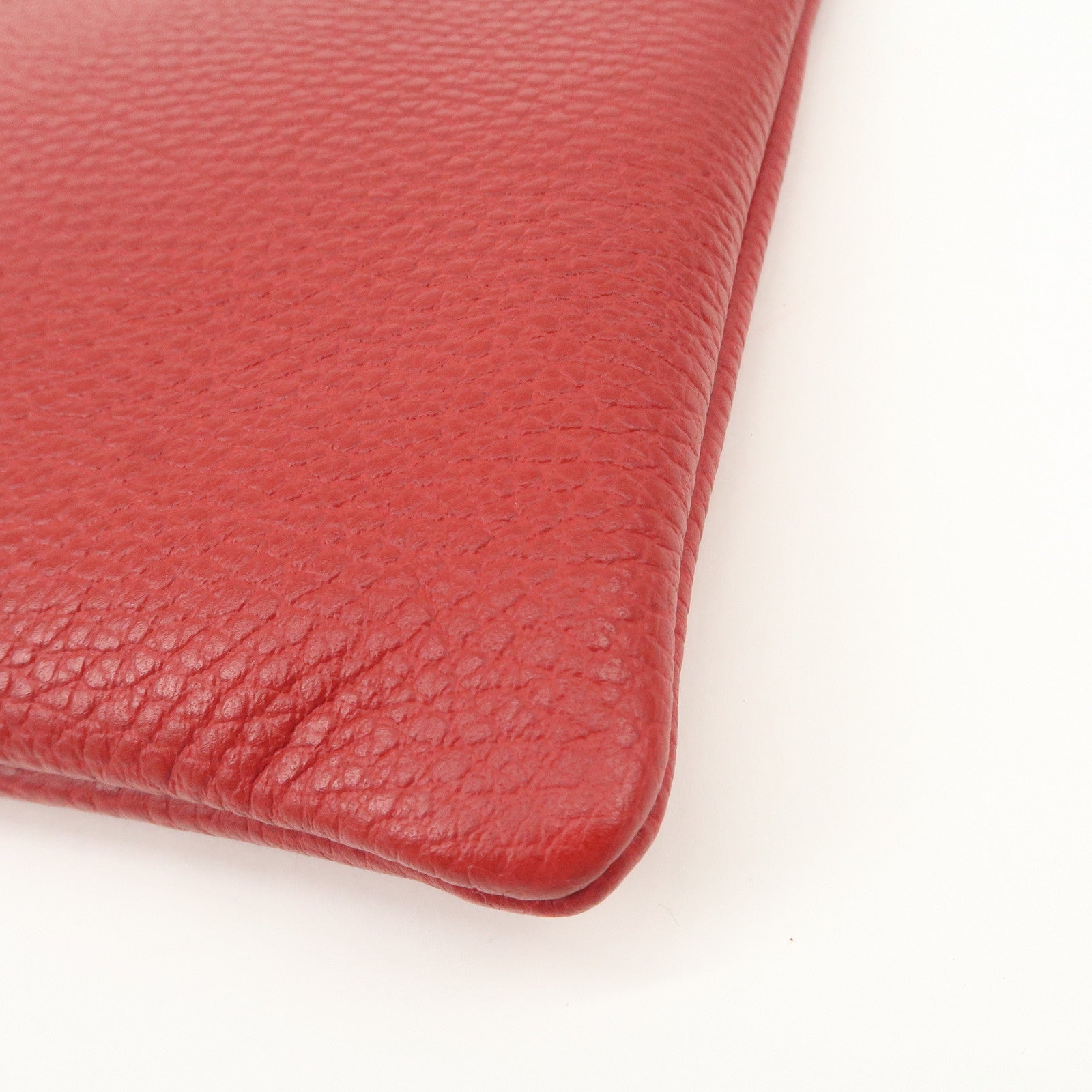 GUCCI Bamboo Leather Clutch Bag Pouch Red 449652