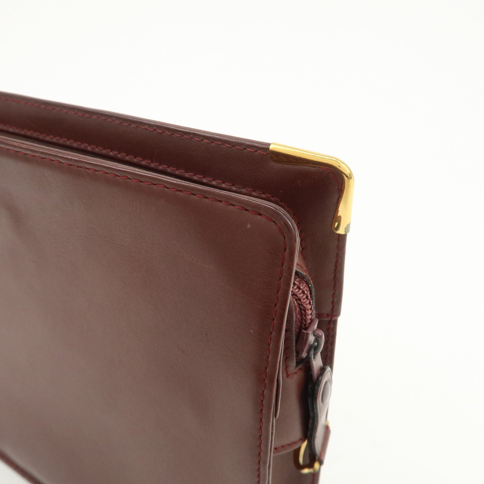 Cartier Must Line Leather Clutch Bag Pouch Bordeaux
