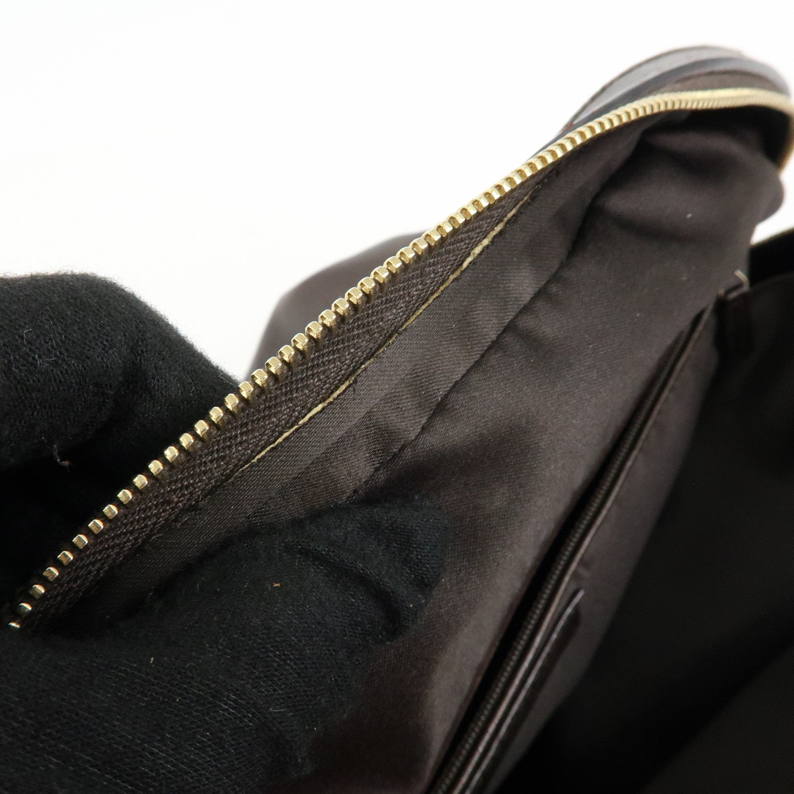 SAINT LAURENT PARIS Muse Leather Hand Bag Shoulder Bag Dark Brown