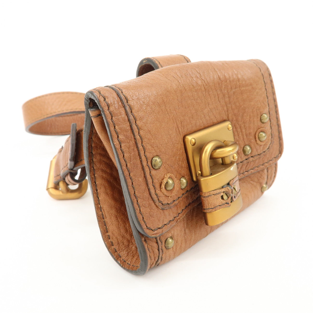 Chloe Paddington Belt Waist Bag Brown Gold