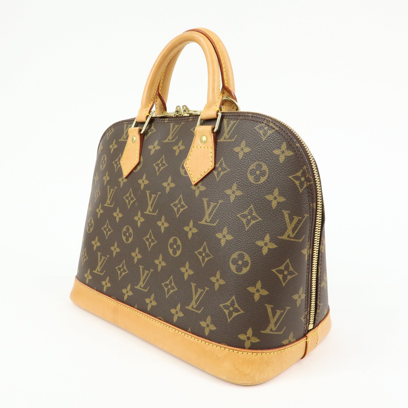 Louis Vuitton Monogram Canvas Leather Alma Hand Bag Brown M51130