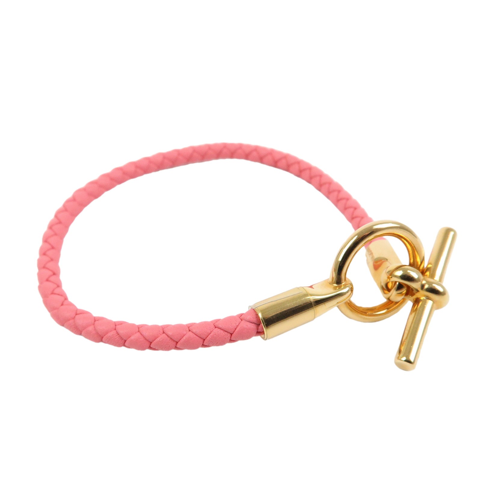 HERMES Glenan H Tresse en Veau Swift Leather Bracelet Pink