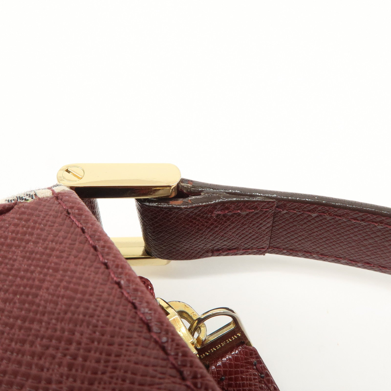 BURBERRY Leather Canvas Shoulder Bag Hand Bag Nova Plaid Bordeaux Used