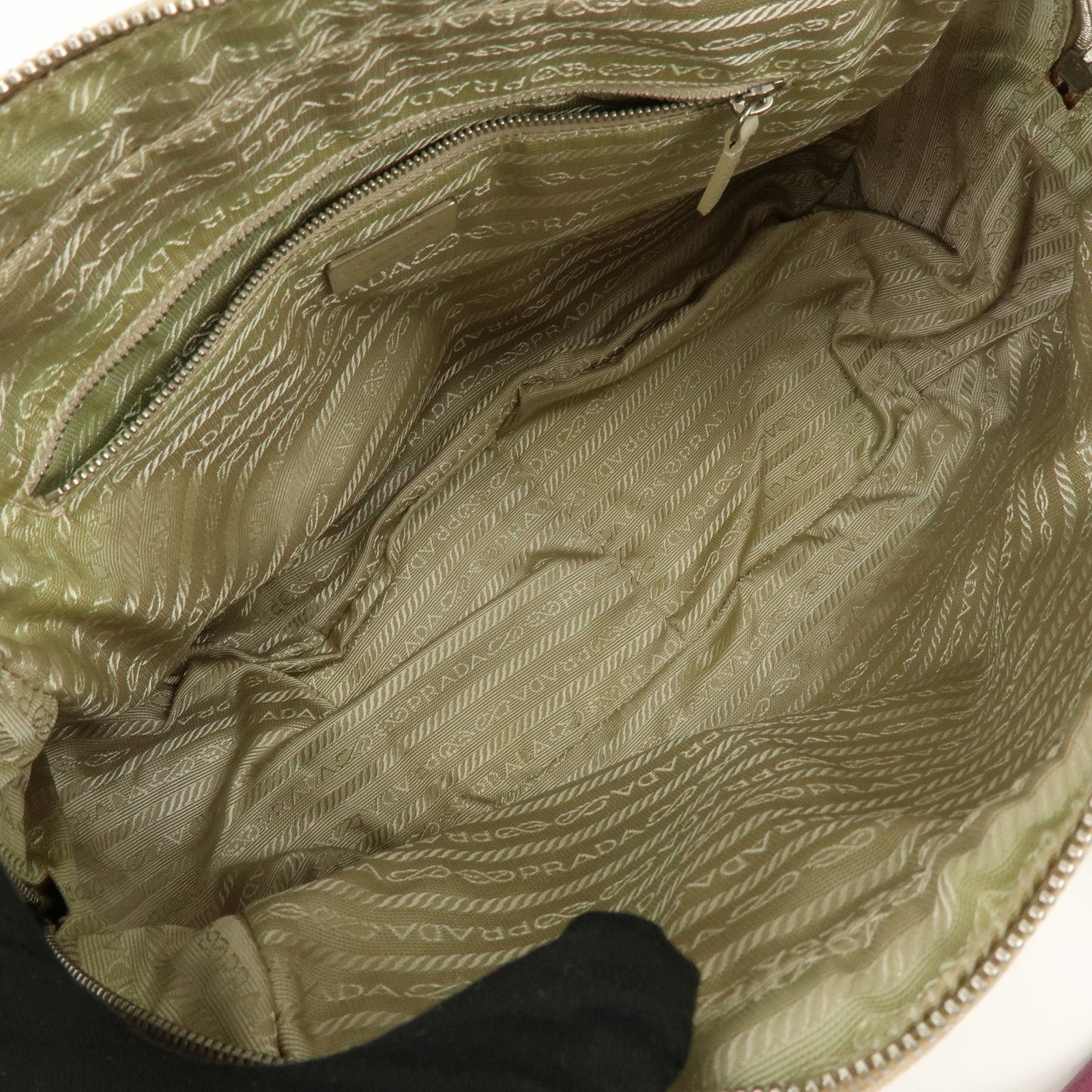 PRADA Triangle Logo Canvas Leather Bowling Bag Natural Purple