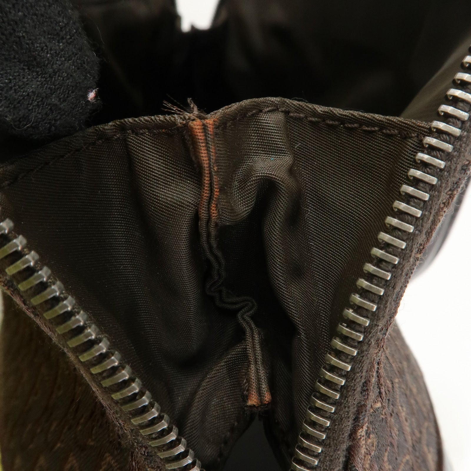 Christian Dior Street Chic Trotter Canvas Leather Hand Bag Brown Used