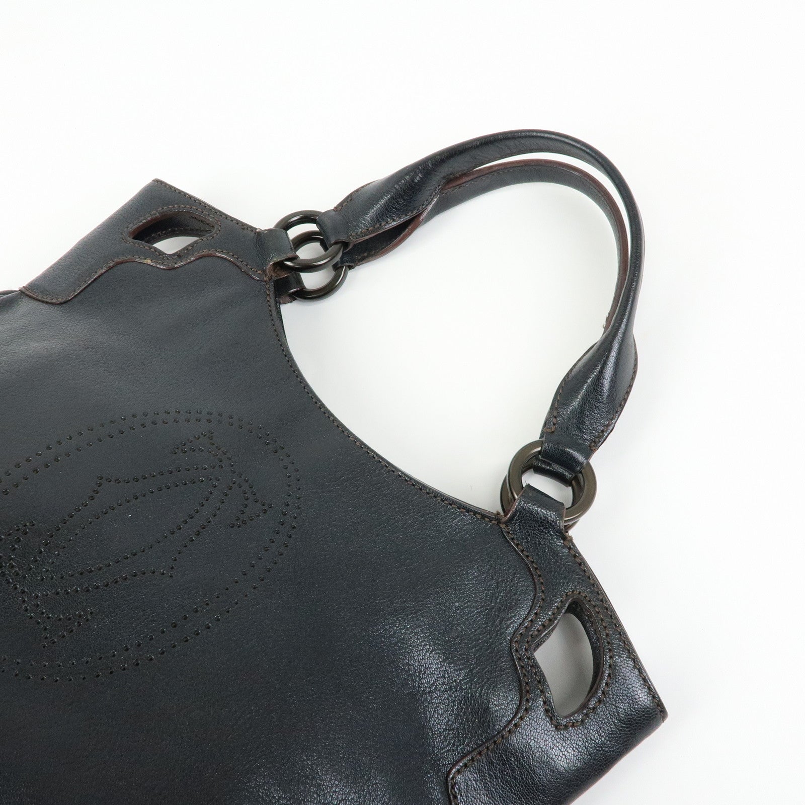 Cartier Marcello de Cartier Leather Hand Bag Tote Bag Black