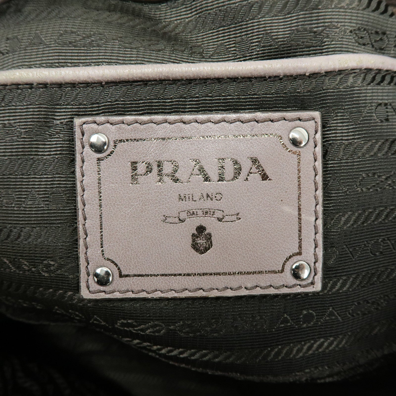 PRADA Logo Leather 2Way Bag Hand Bag Shoulder Bag Gray