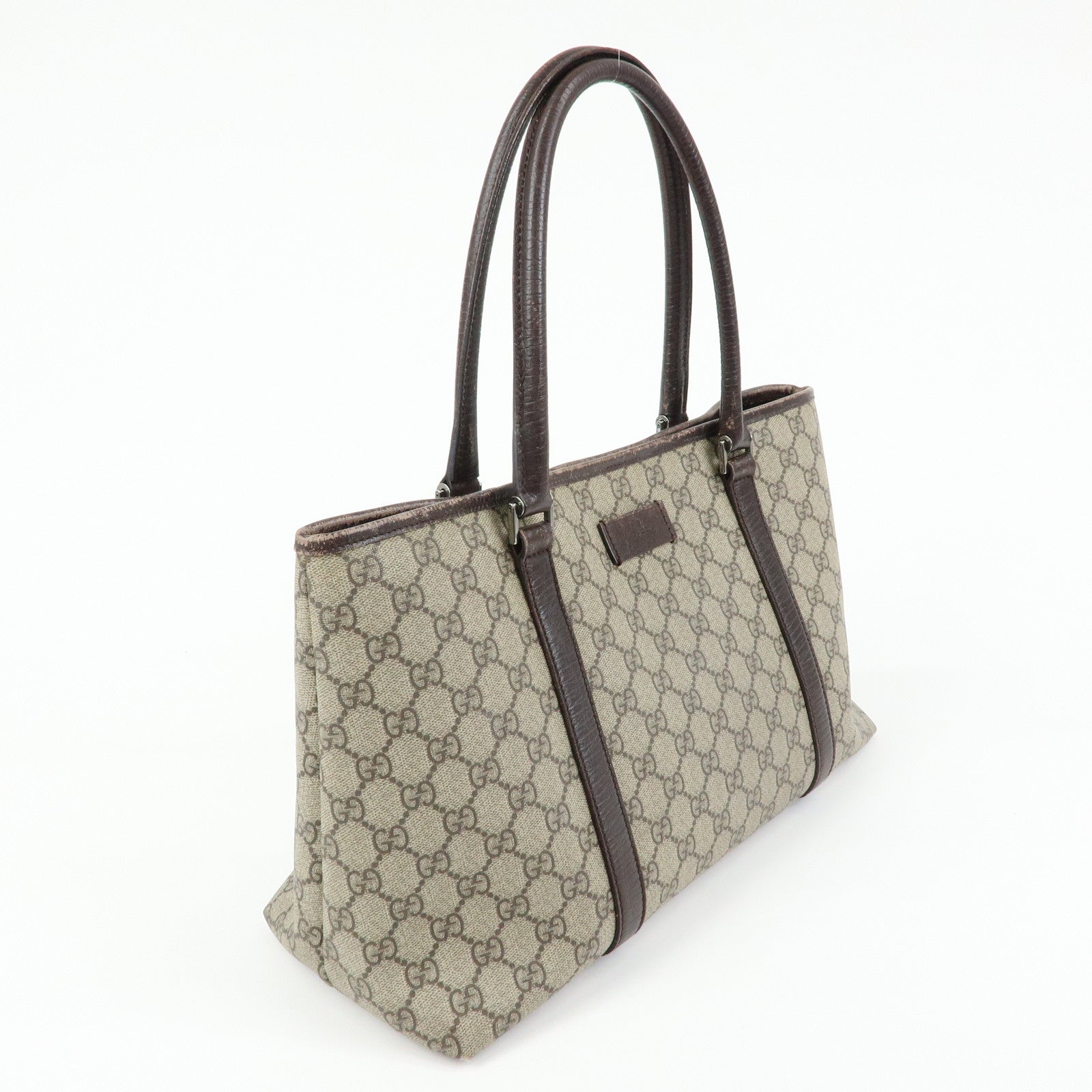 GUCCI GG Supreme Leather Tote Bag Shoulder Bag Beige Brown 114595