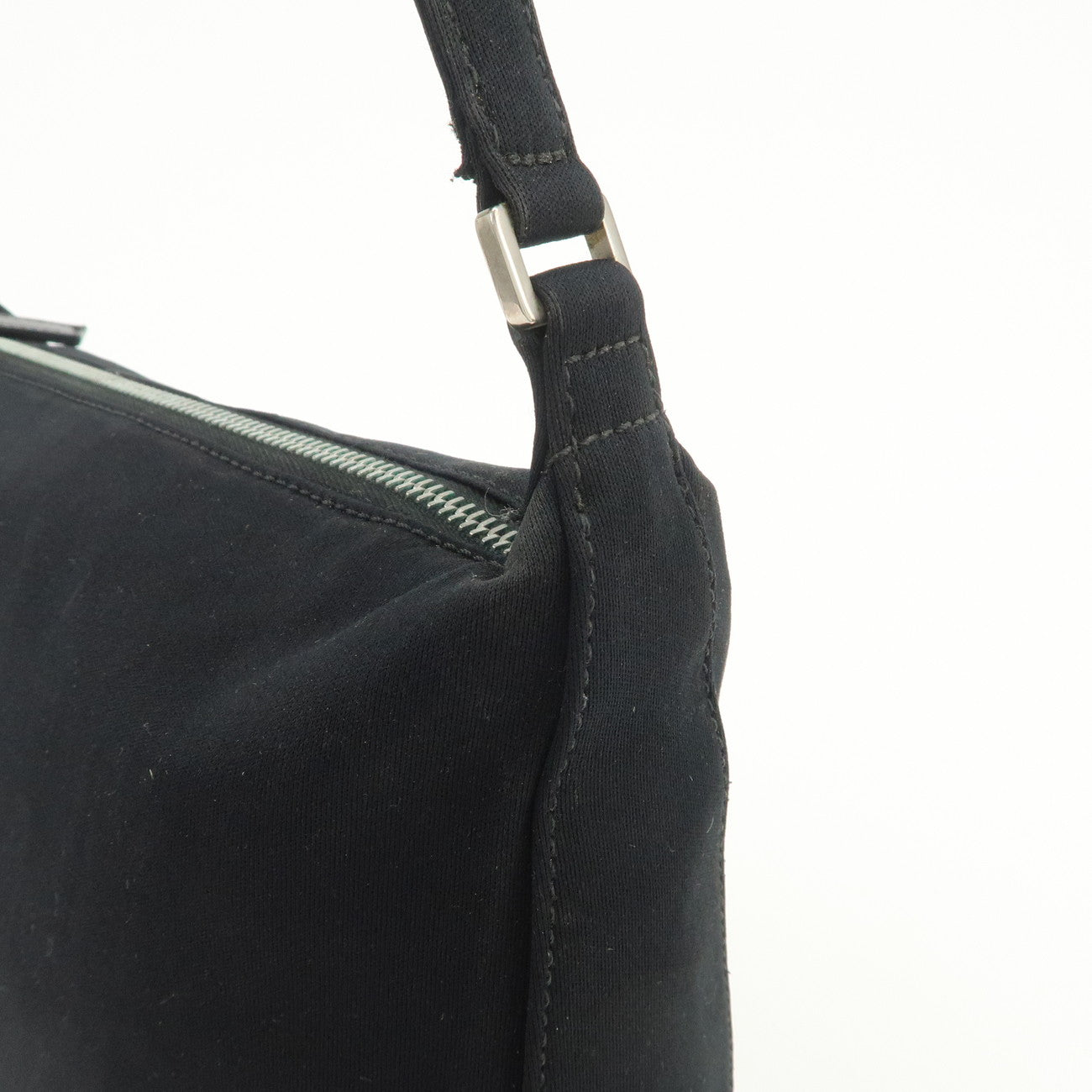 FENDI Polyester Chain Shoulder Bag Hand Bag Black Silver 091577