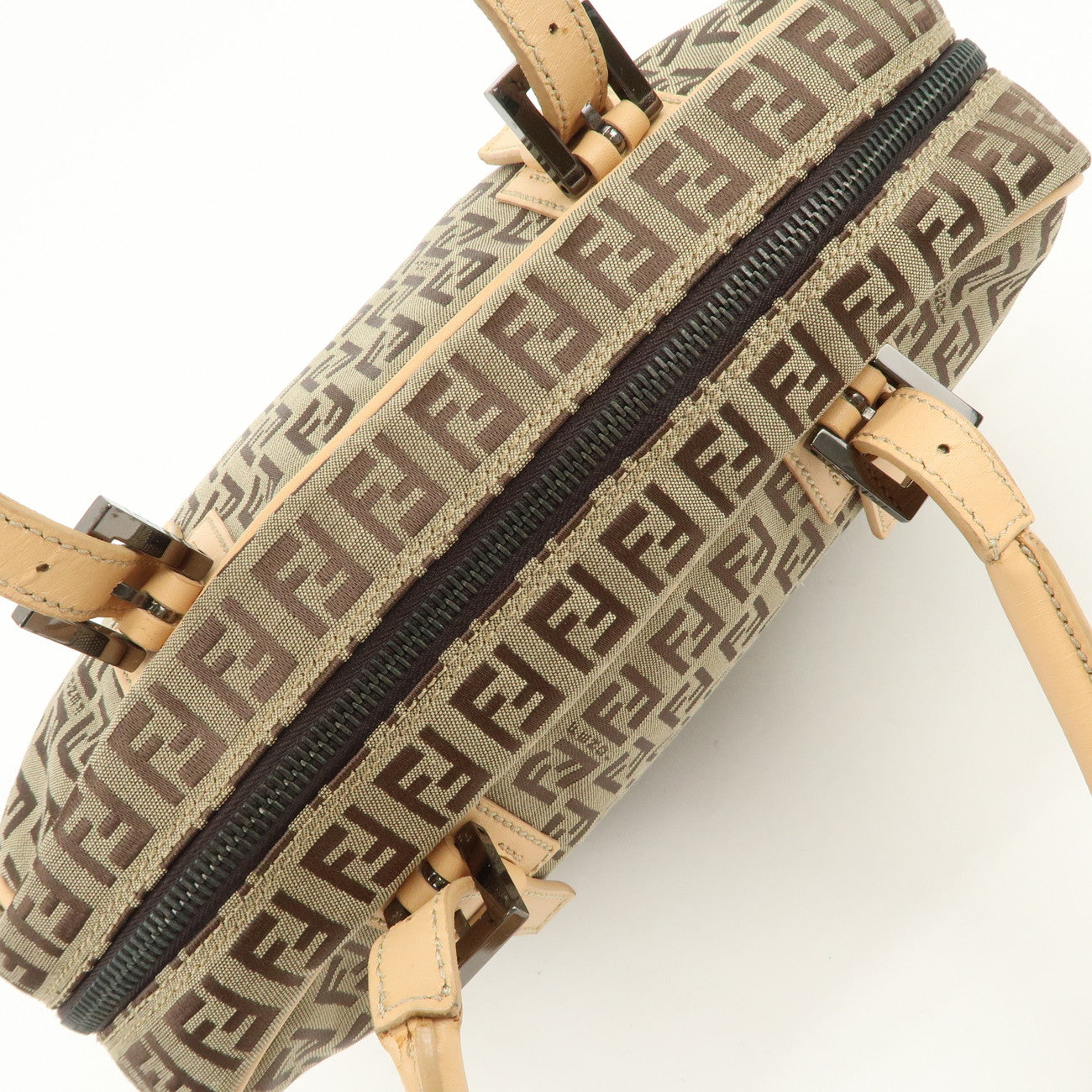 FENDI Zucchino Canvas Hand Bag Shoulder Bag Brown 8BN005