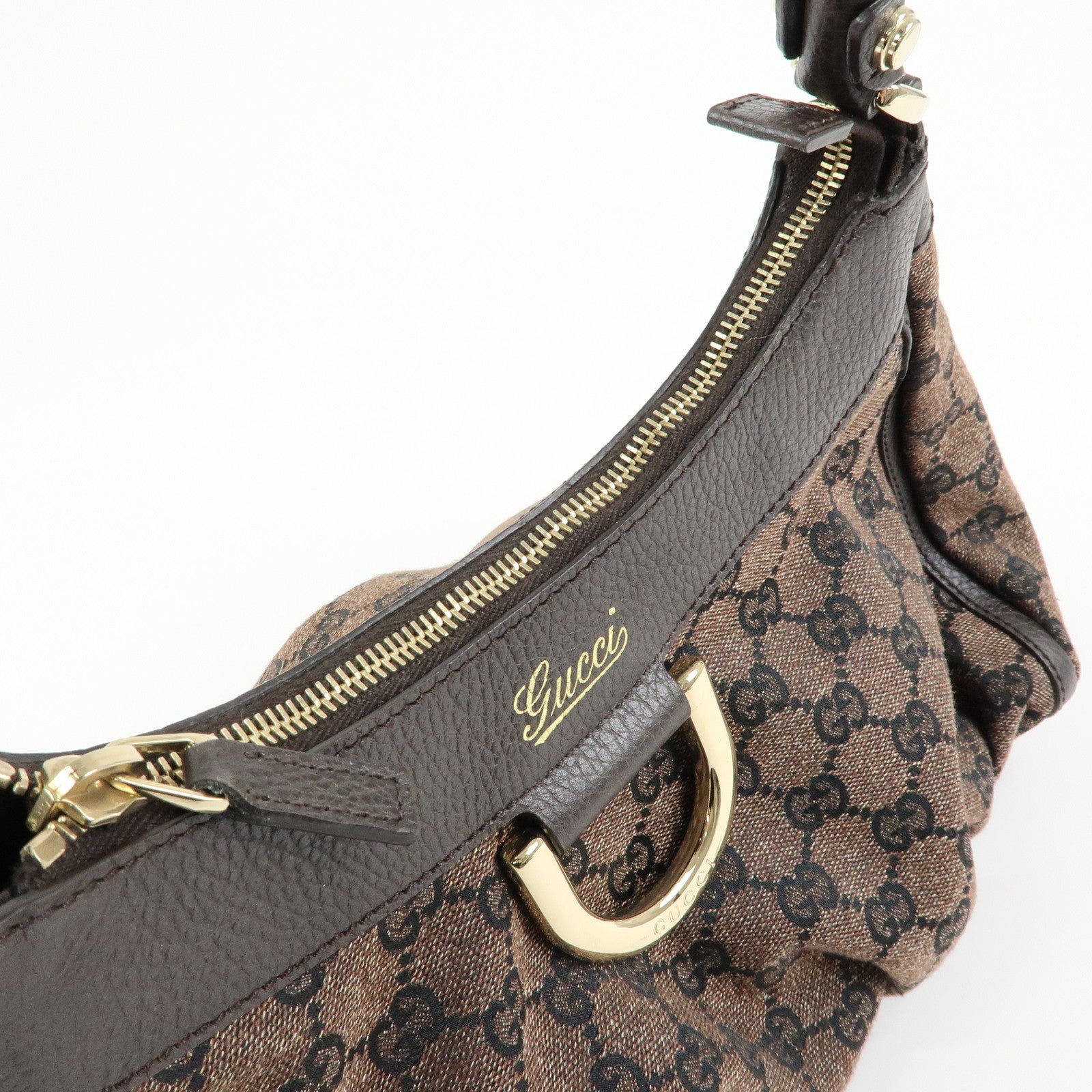 GUCCI Abbey GG Canvas Leather Shoulder Bag Hand Bag Brown 265692