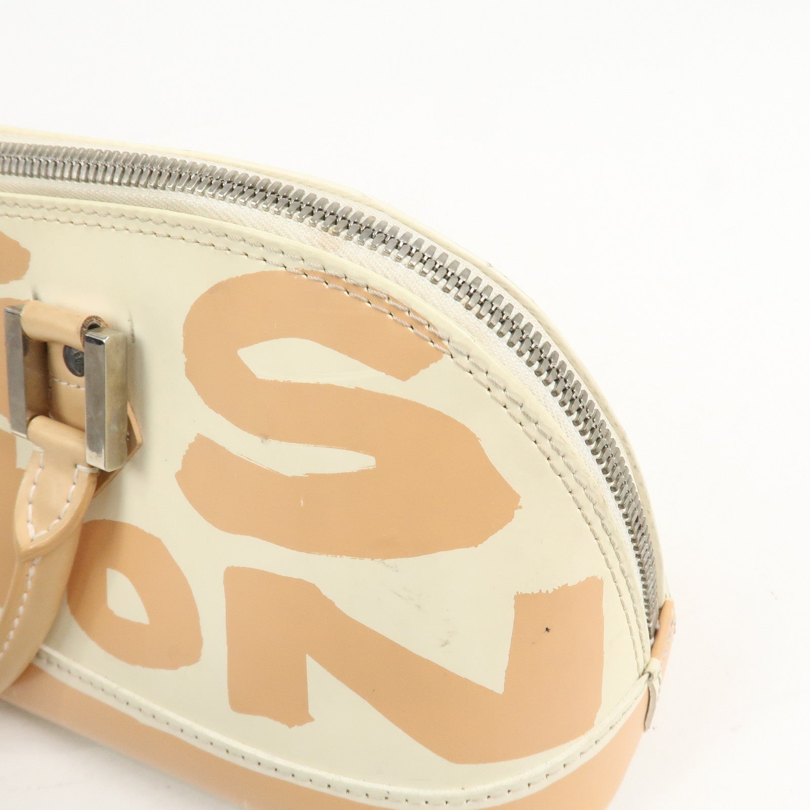 Louis Vuitton Graffiti Alma Horizontal Leather Hand Bag Beige M92176