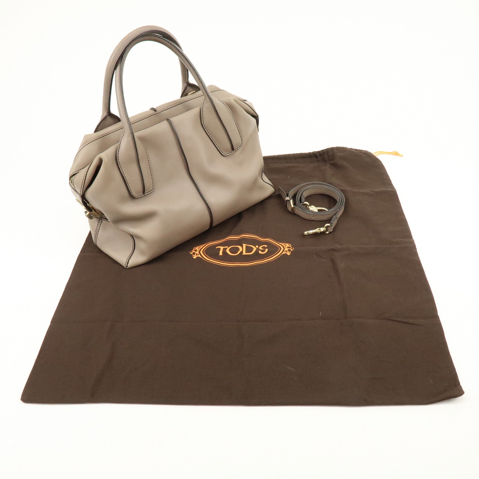TOD'S D Styling Leather 2Way Bag Hand Bag Shoulder Bag Gray
