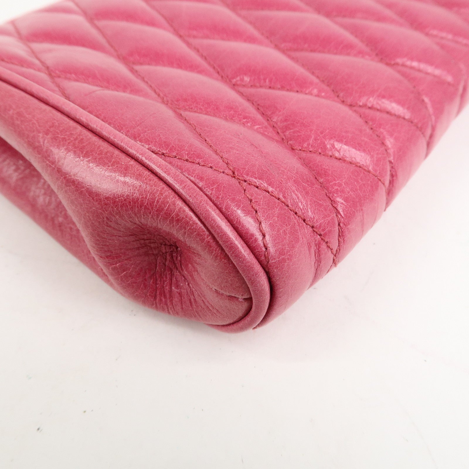 MIU MIU Logo Leather Clutch Bag Pouch Pink 5NE455