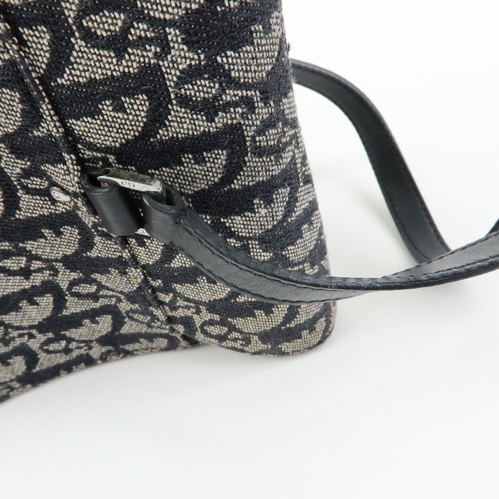 Christian Dior Trotter Saddle Jacquard Leather Shoulder Bag Black