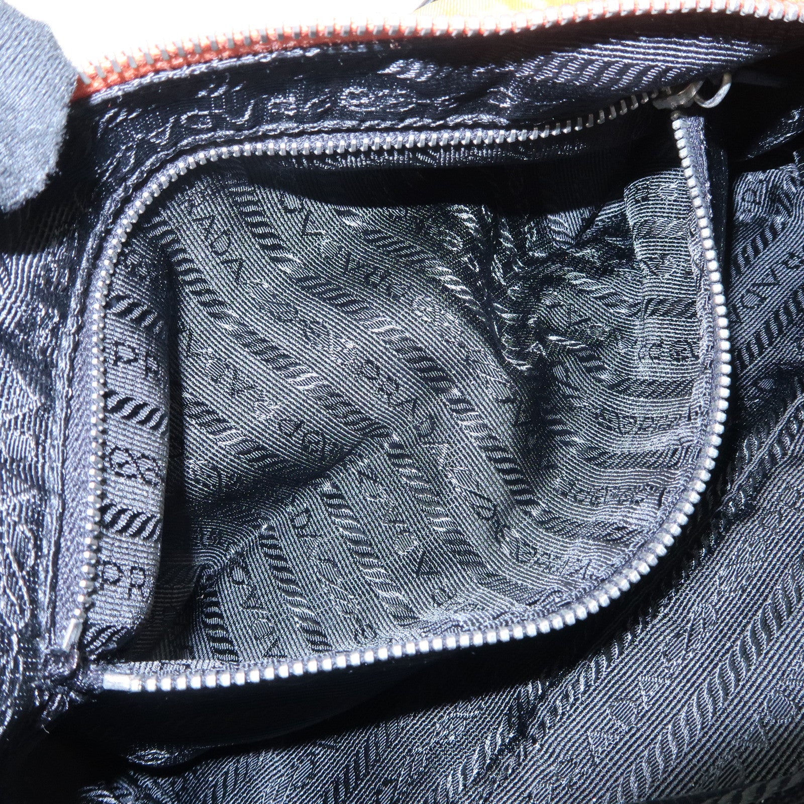 PRADA Triangle Logo Nylon Leather Shoulder Bag Orange BR1267