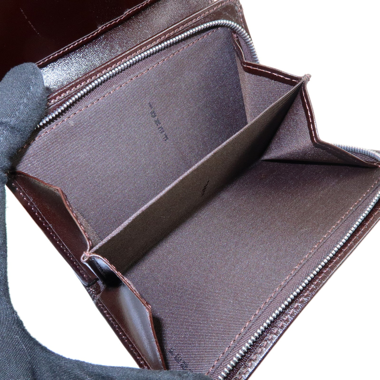 FENDI Zucca Canvas Leather Tri-fold Wallet Brown Black 31052