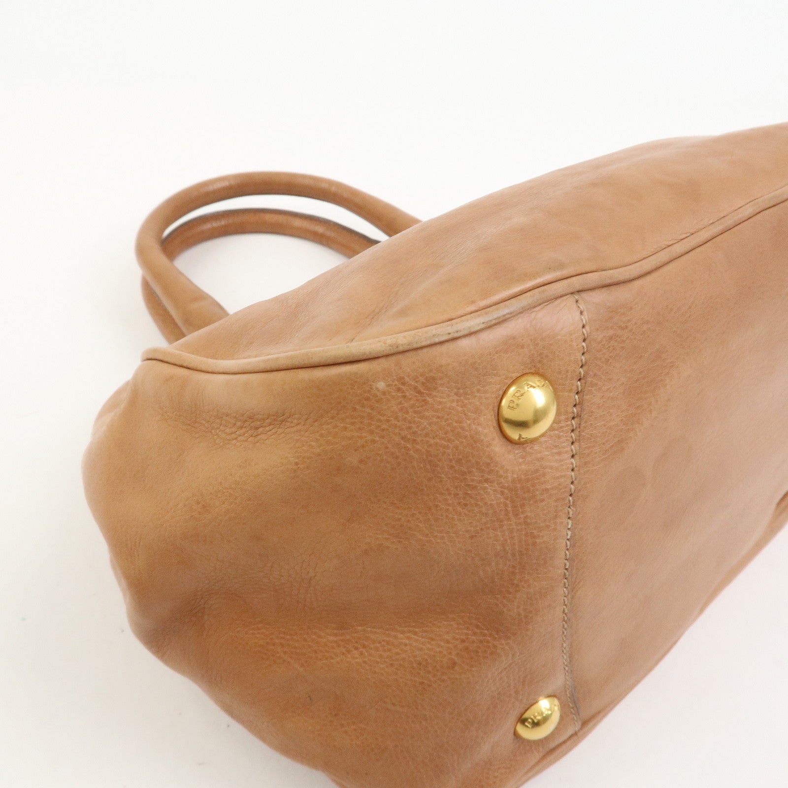 PRADA Ribbon Leather 2WAY Bag Hand Bag Shoulder Bag Brown BN2245