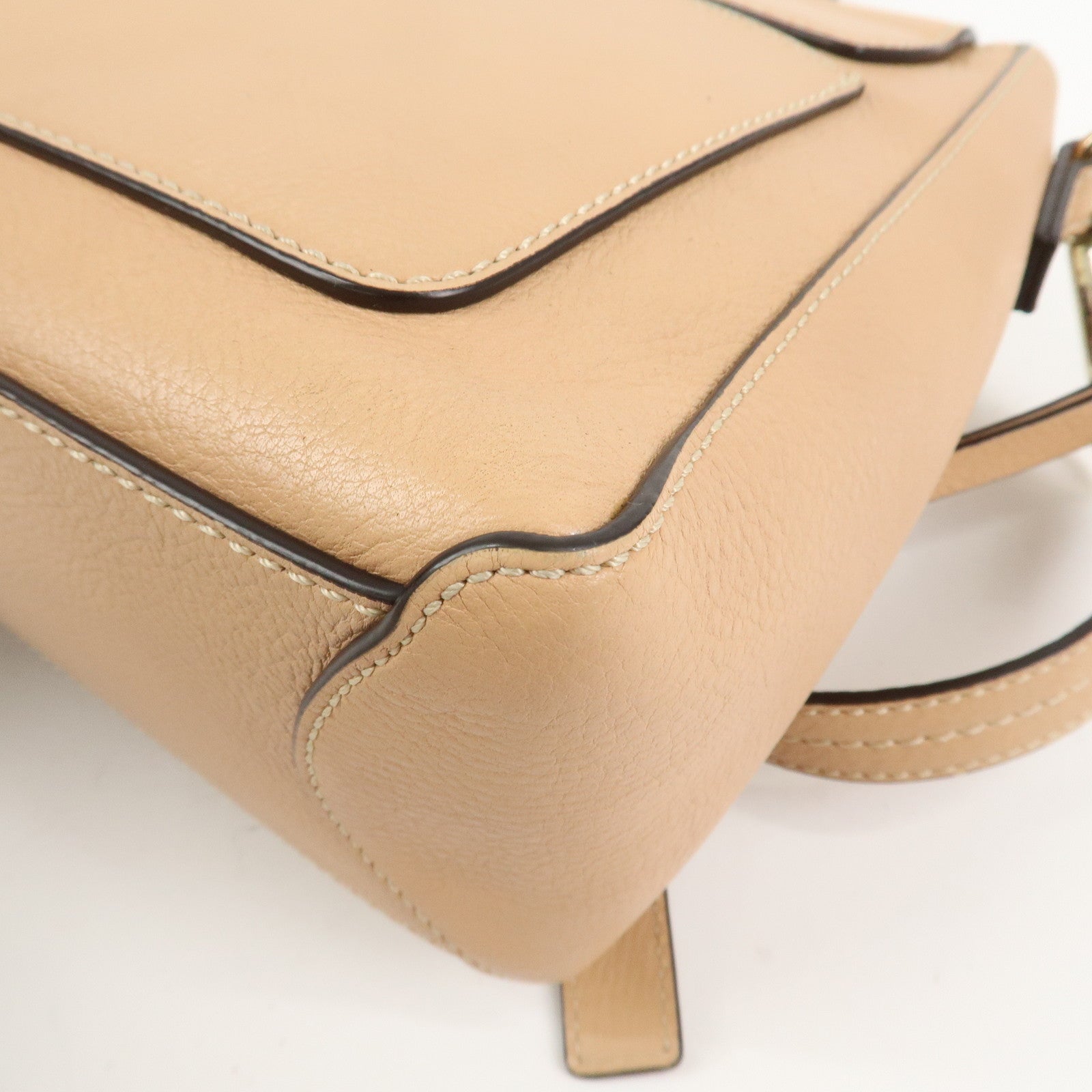 Chloe FAYE Leather Suede Hand Bag Pink Beige Gold