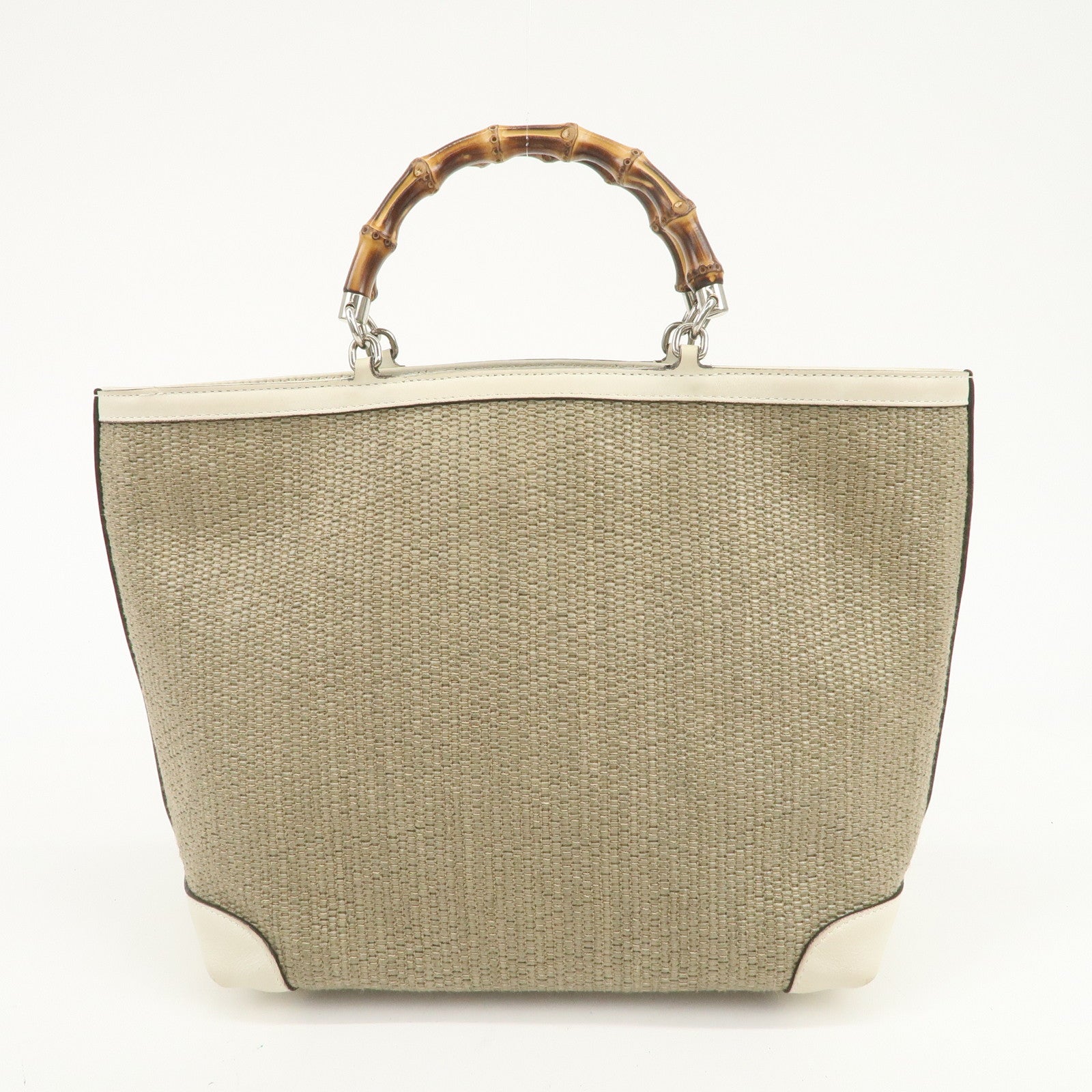 GUCCI Childrens Bamboo Raffia Leather Hand Bag Mini Tote Bag 311175