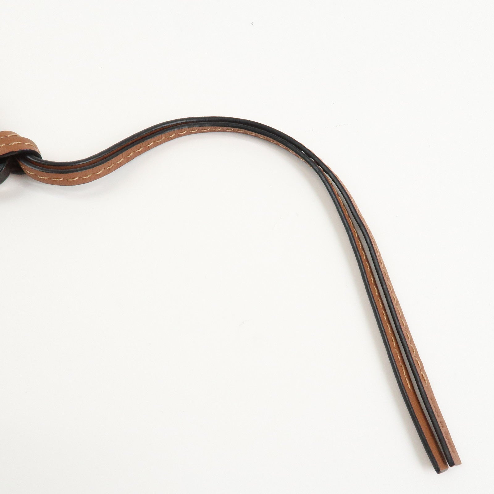 LOEW Anagram Leather Bag Charm Key Chain Yellow Black Brown