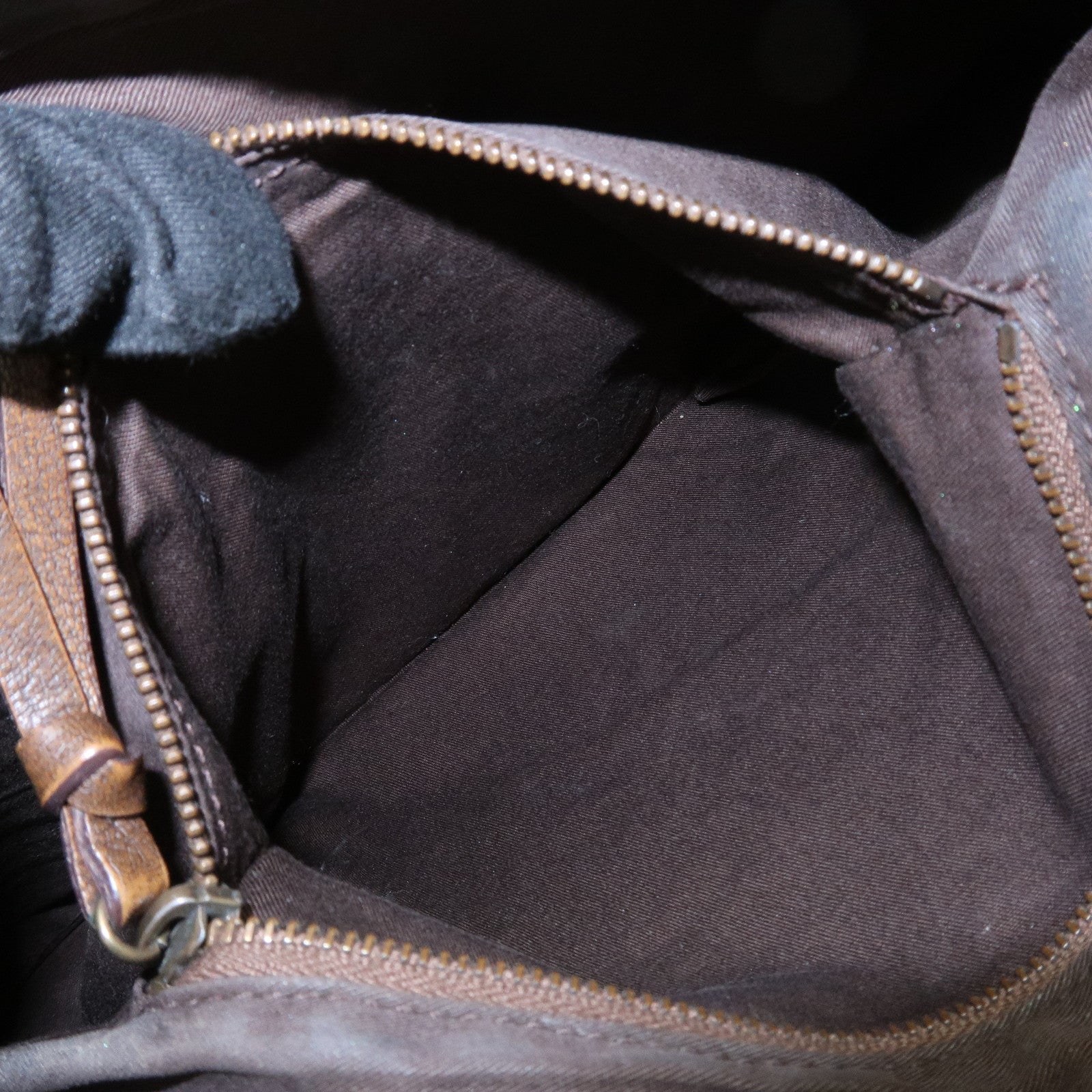 MIU MIU Leather Ribbon Hand Bag Shoulder Bag Dark Brown