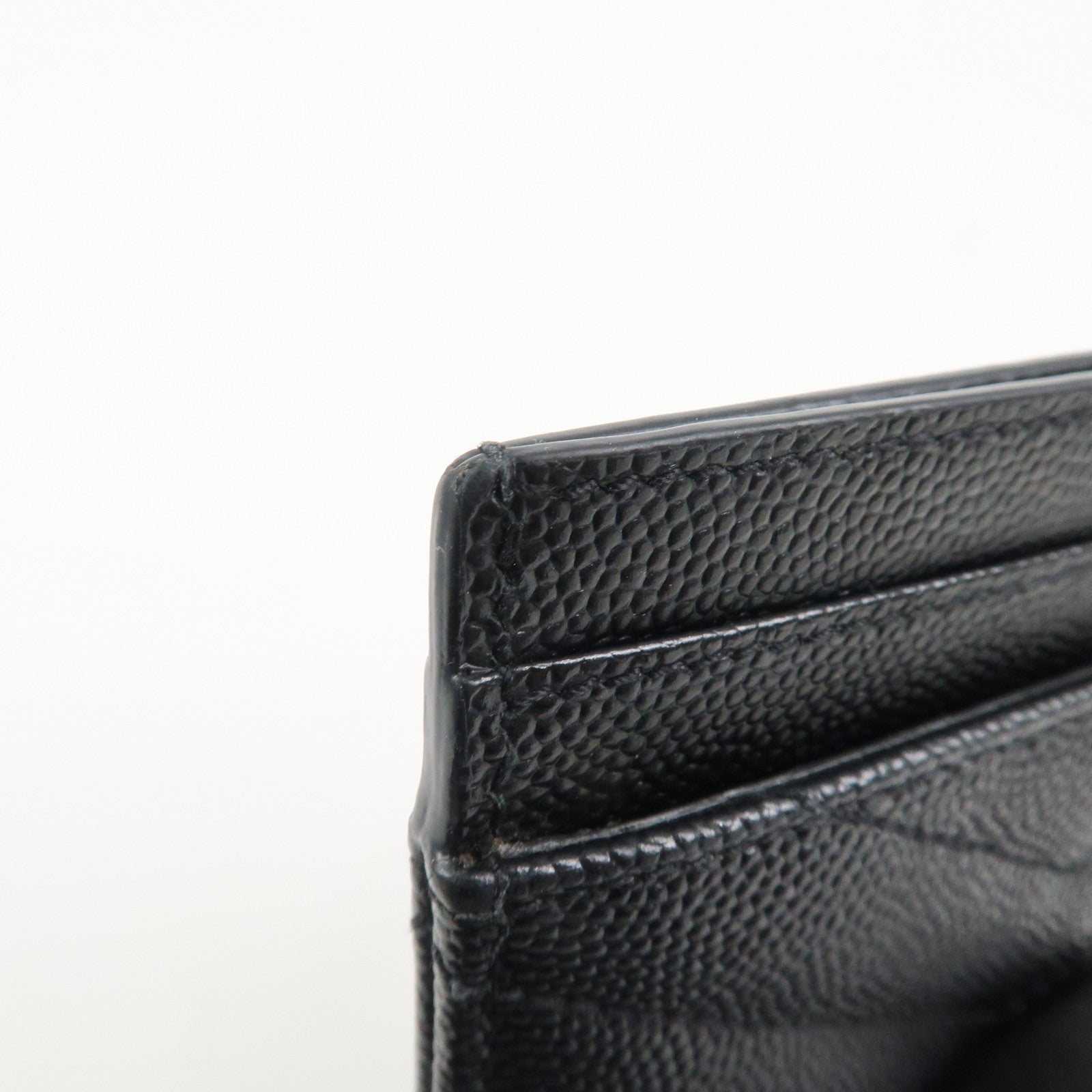 SAINT LAURENT PARIS Casandra Leather Card Case Black 423291