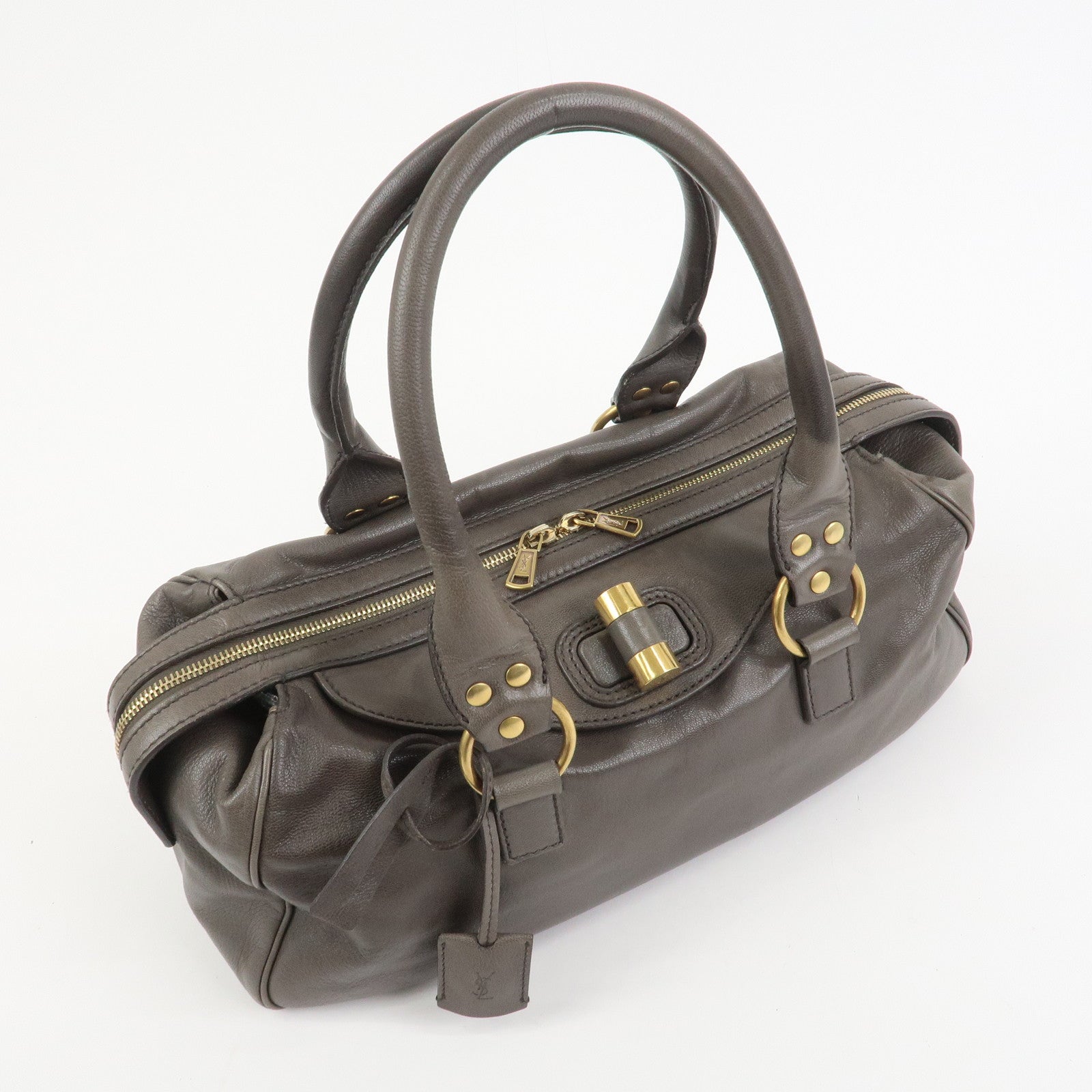 SAINT LAURENT PARIS Muse Leather Shoulder Bag Hand Bag Gray 168269