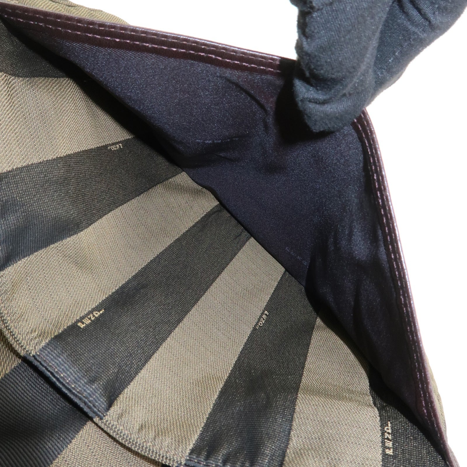 FENDI Pequin Canvas Leather Shoulder Bag Brown Black 26654