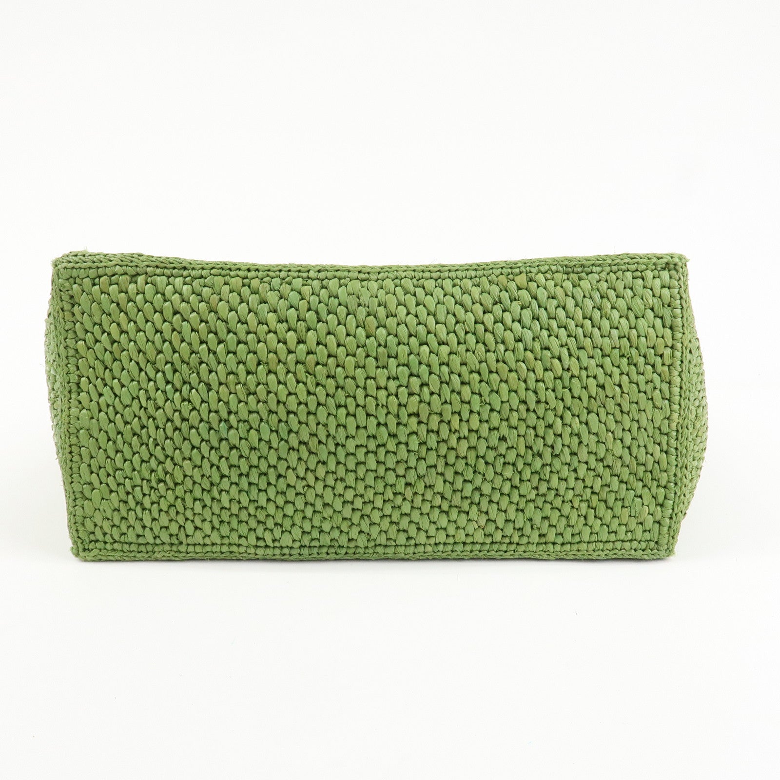 LOEWE Leather Raffia Logo 2Way Tote Bag Shoulder Bag Green Used