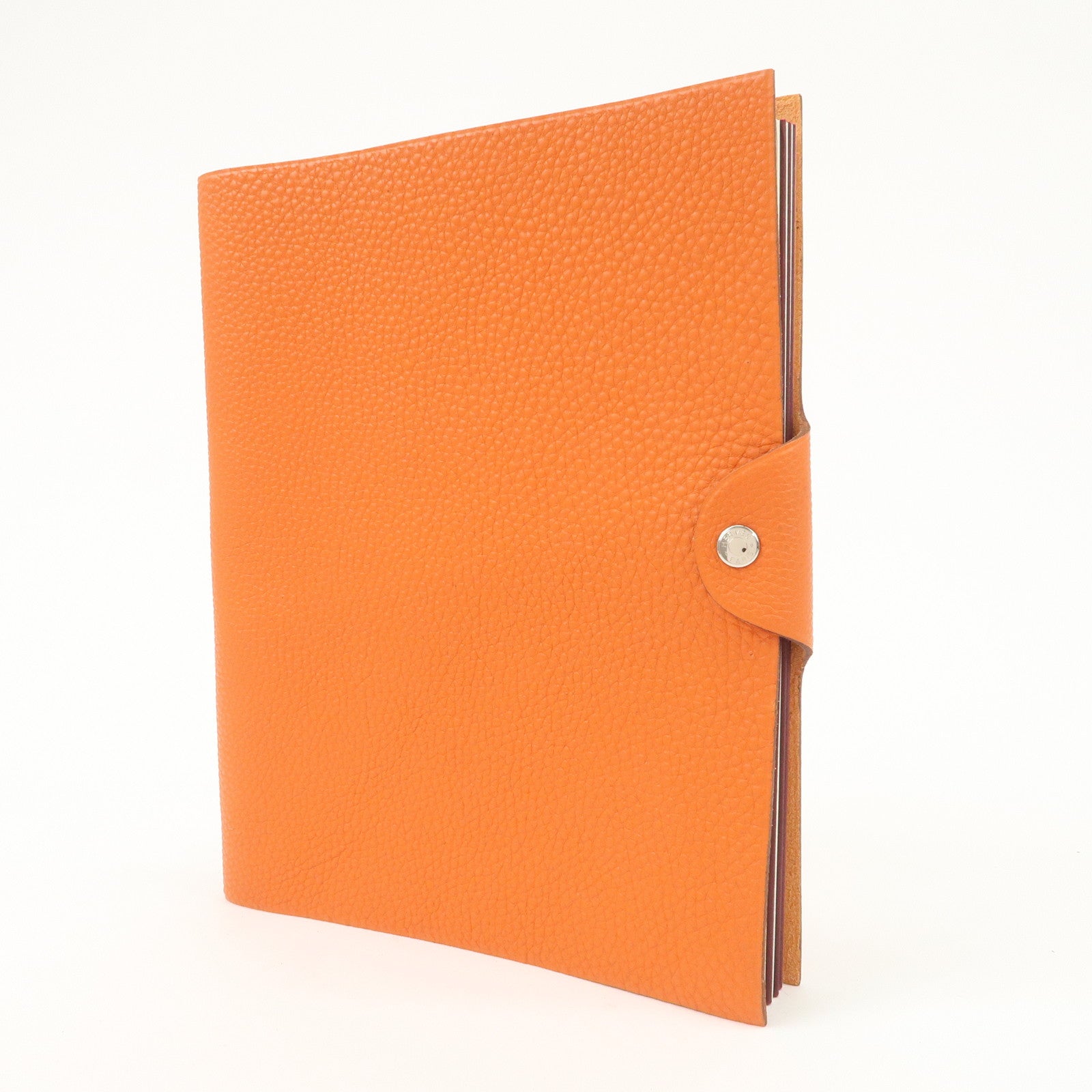 HERMES Togo Leather Ulysse MM □J Stamped Notebook Cover Potiron Orang