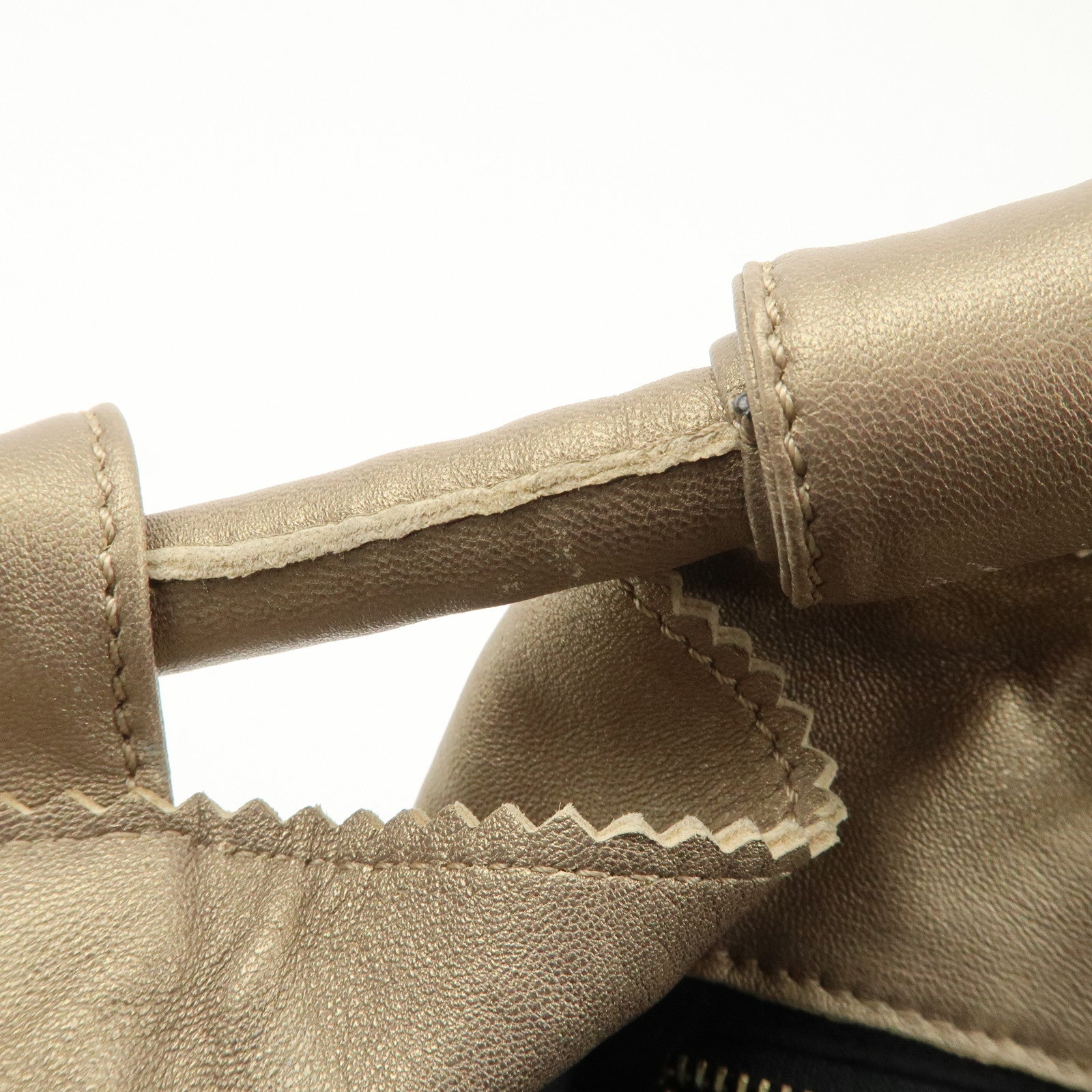 LOEWE Anagram Leather Nappa Aire Hand Bag Tote Bag Gold Used