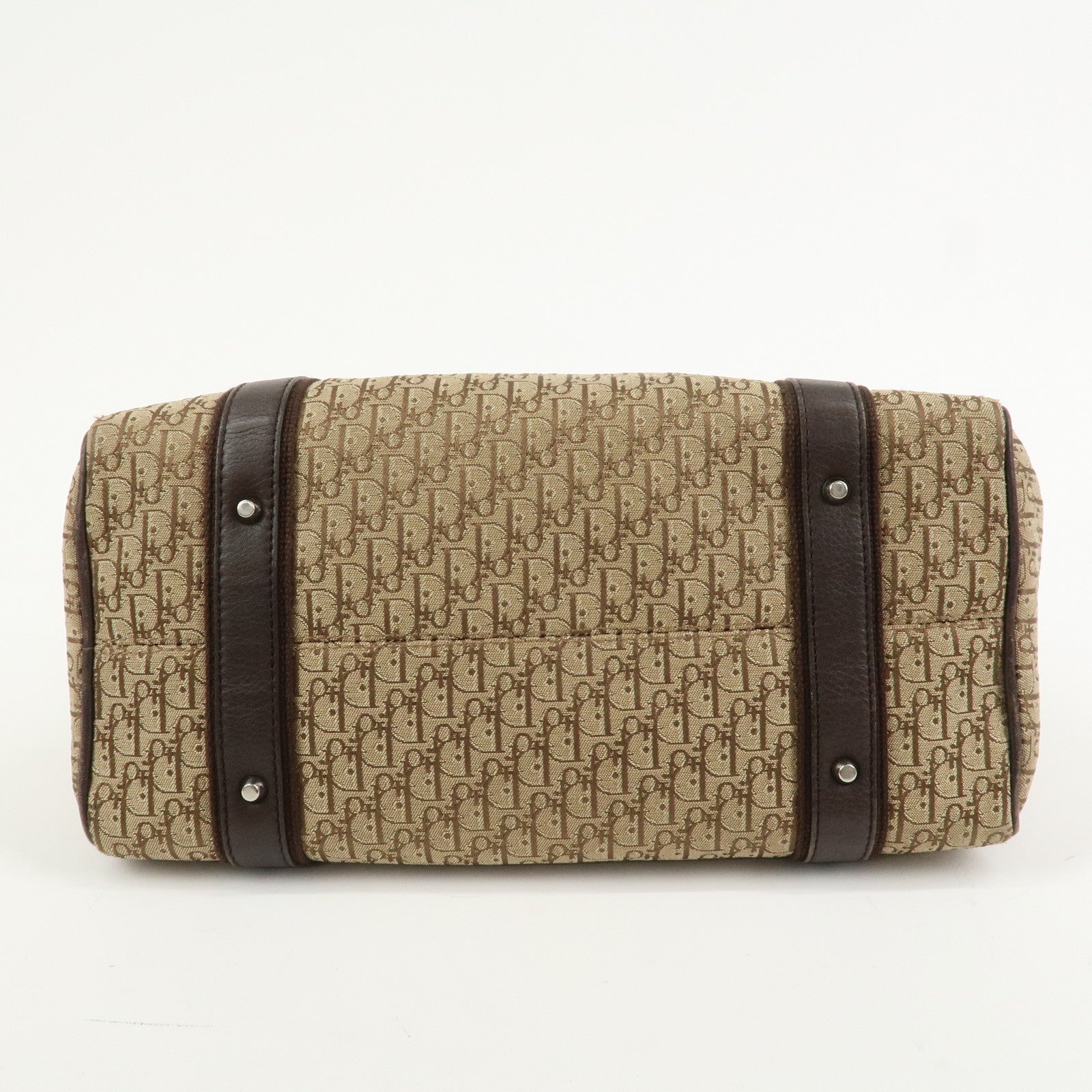 Christian Dior Trotter Street Chic Canvas Leather Boston Bag Beige