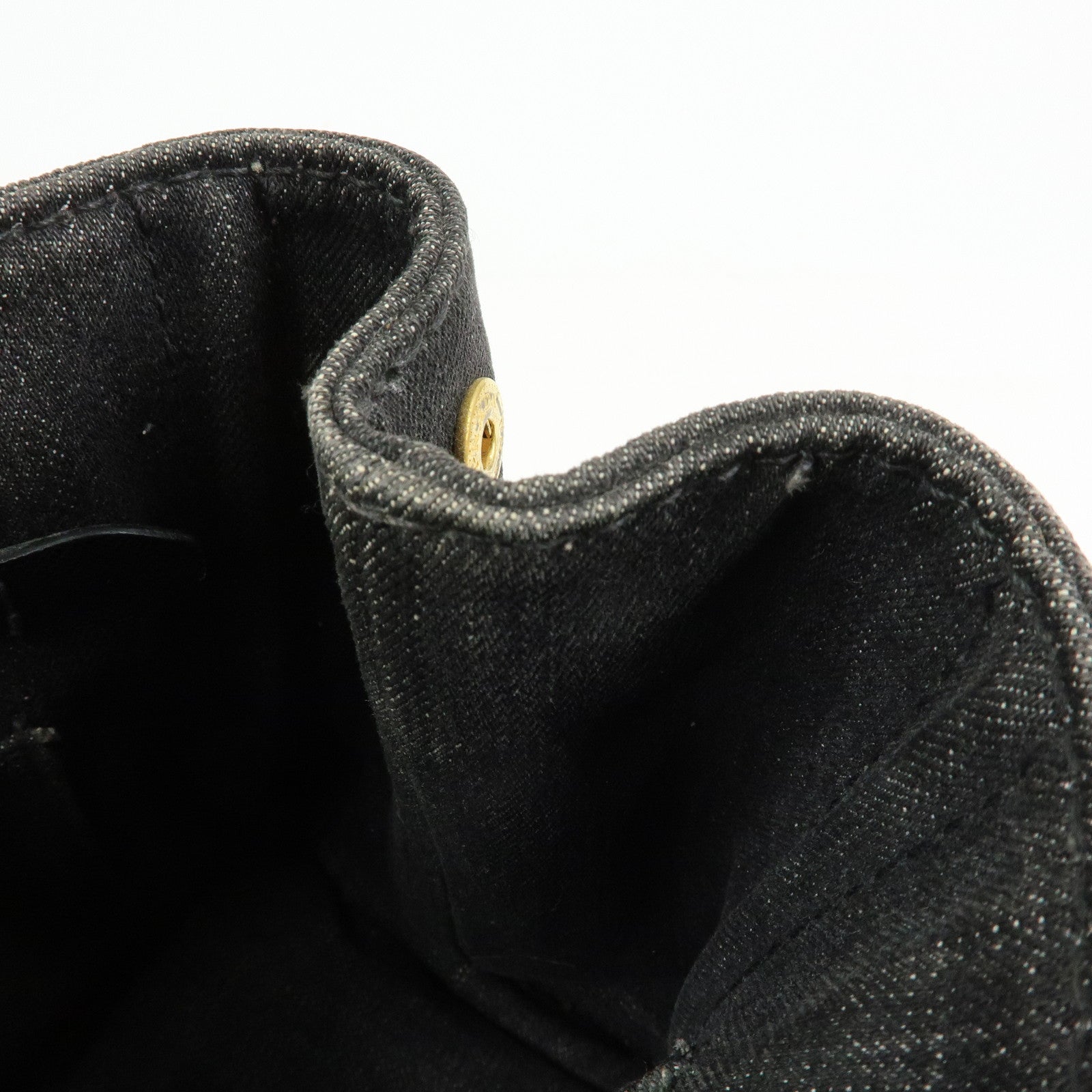 PRADA Triangle Logo Canapa Mini Denim 2Way Hand Bag Black 1BG439