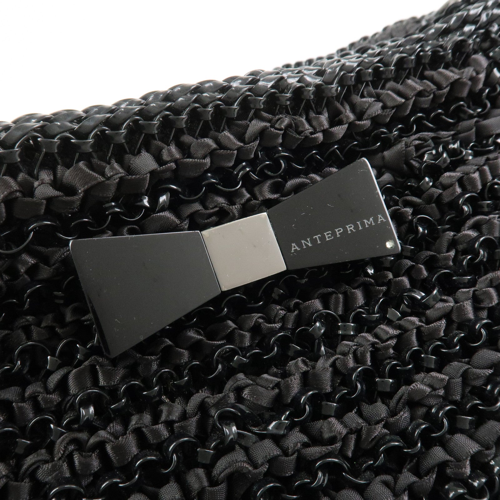 ANTEPRIMA Wire Bag PVC Satin Ribbon Shoulder Bag Hand Bag Black