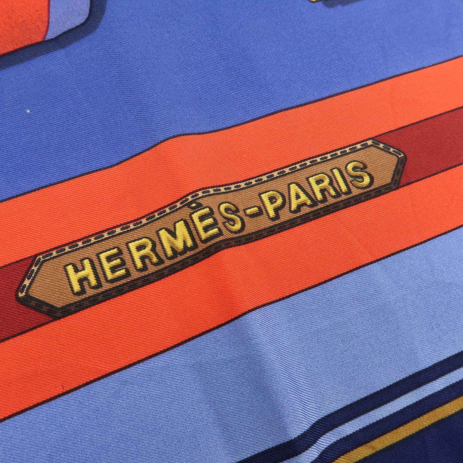 HERMES Carre 90 Silk 100% J.METZ Les Sangles Scarf Blue Green Red