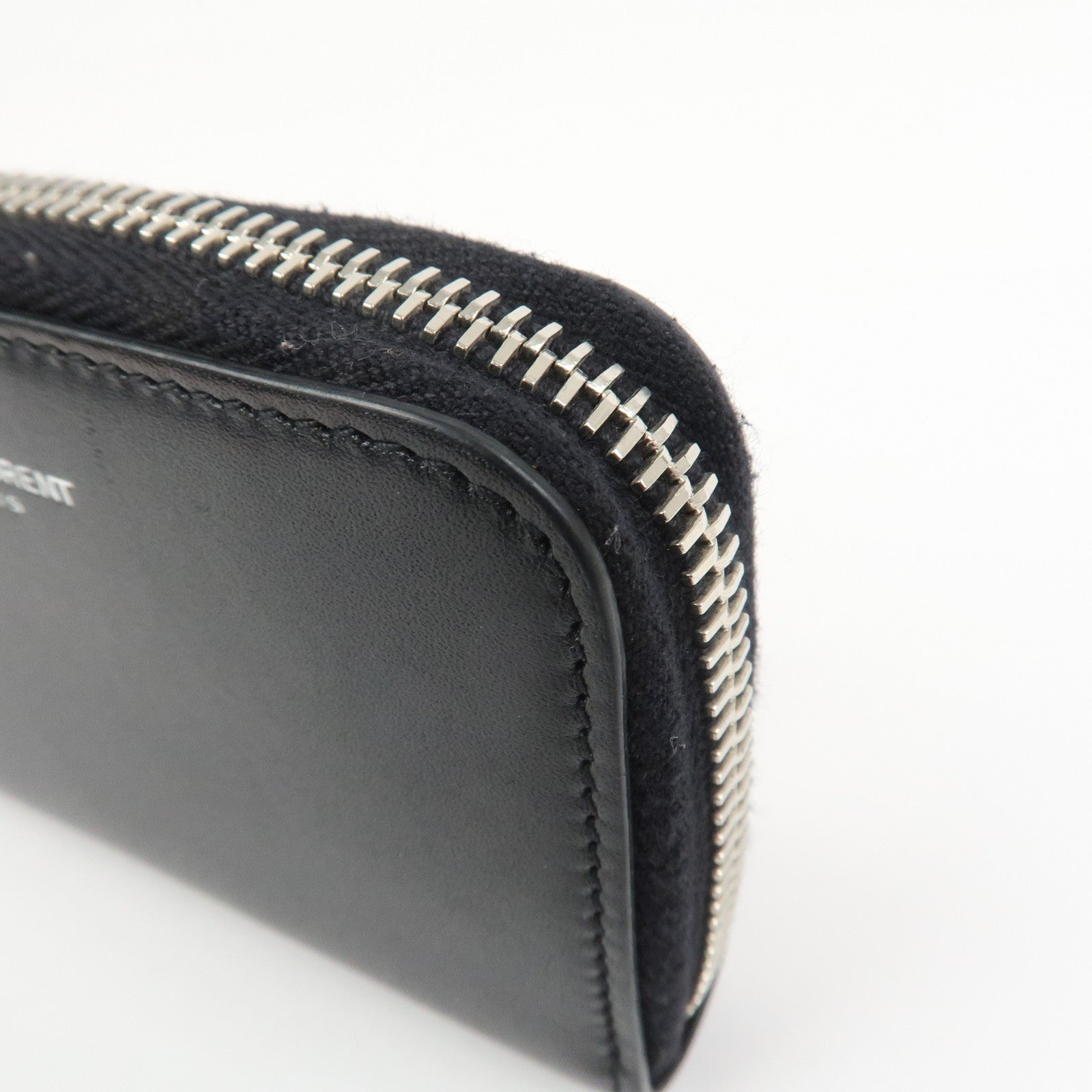SAINT LAURENT PARIS Leather Coin Case Coin Wallet Black 506522