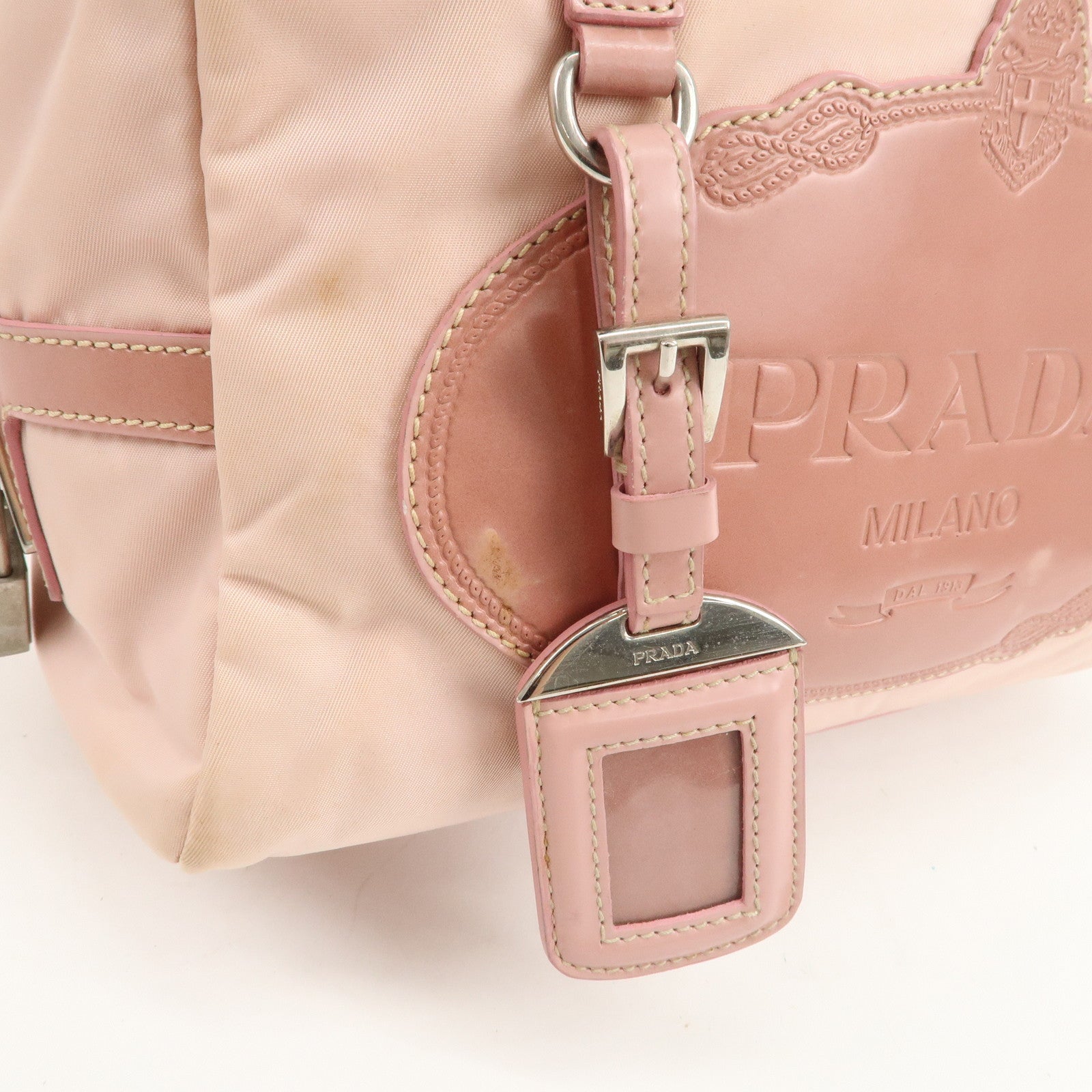PRADA Nylon Leather Shoulder Bag Hand Bag Boston Bag Pink BR3150