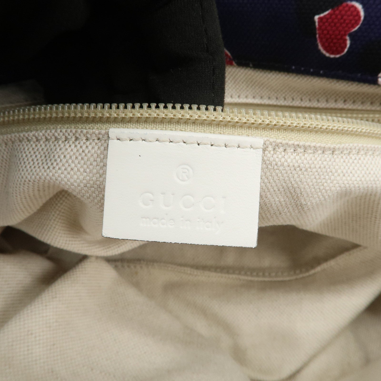 GUCCI Canvas Leather Tote Bag Hand Bag Heartbeat Navy 282439