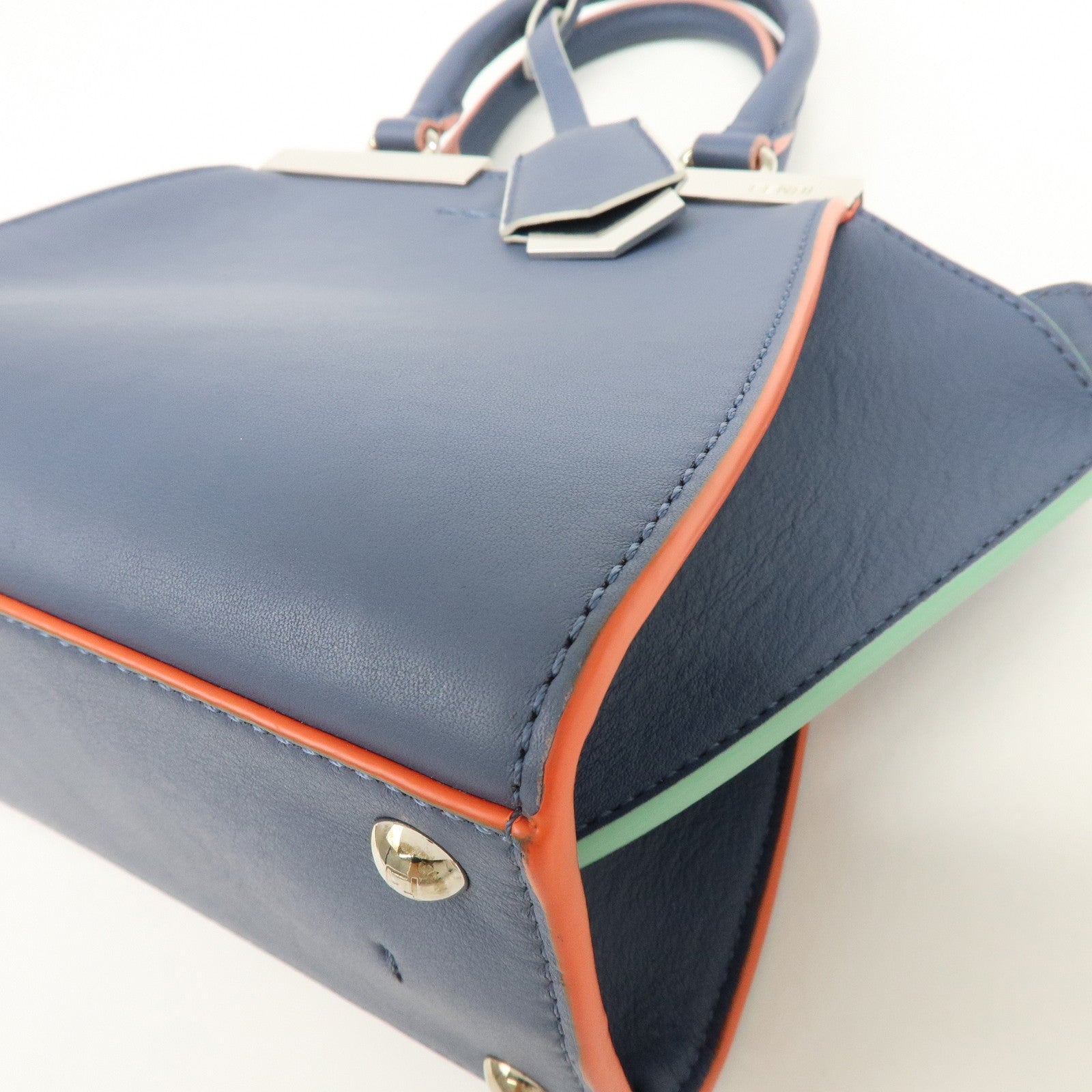 FENDI 3Jours Leather 2Way Bag Hand Bag Shoulder Bag Blue 8BH333