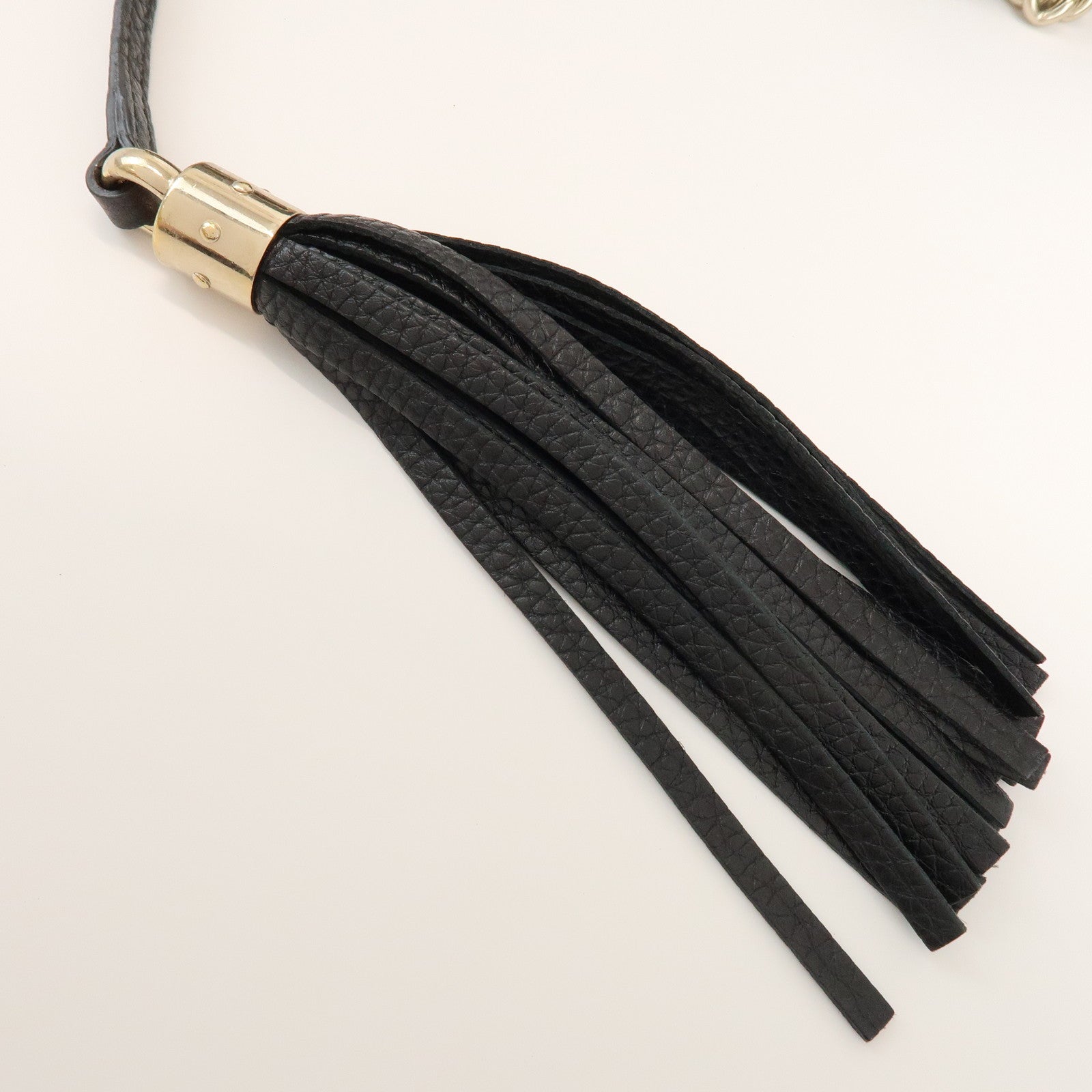 GUCCI SOHO Interlocking G Leather Chain Shoulder Bag Black 308982