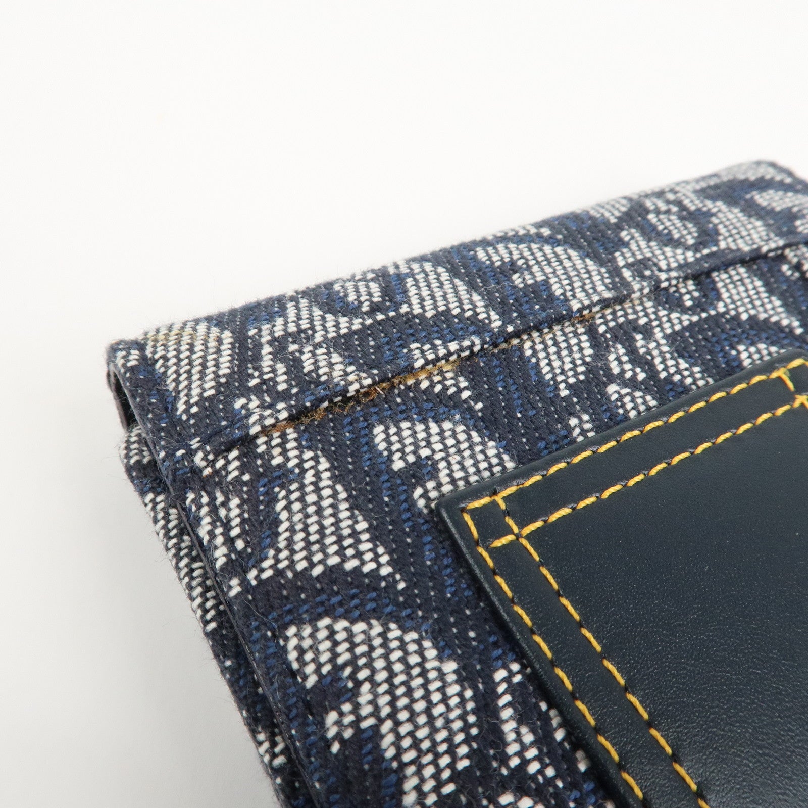 Christian Dior Trotter Canvas Leather Tri-fold Wallet Navy